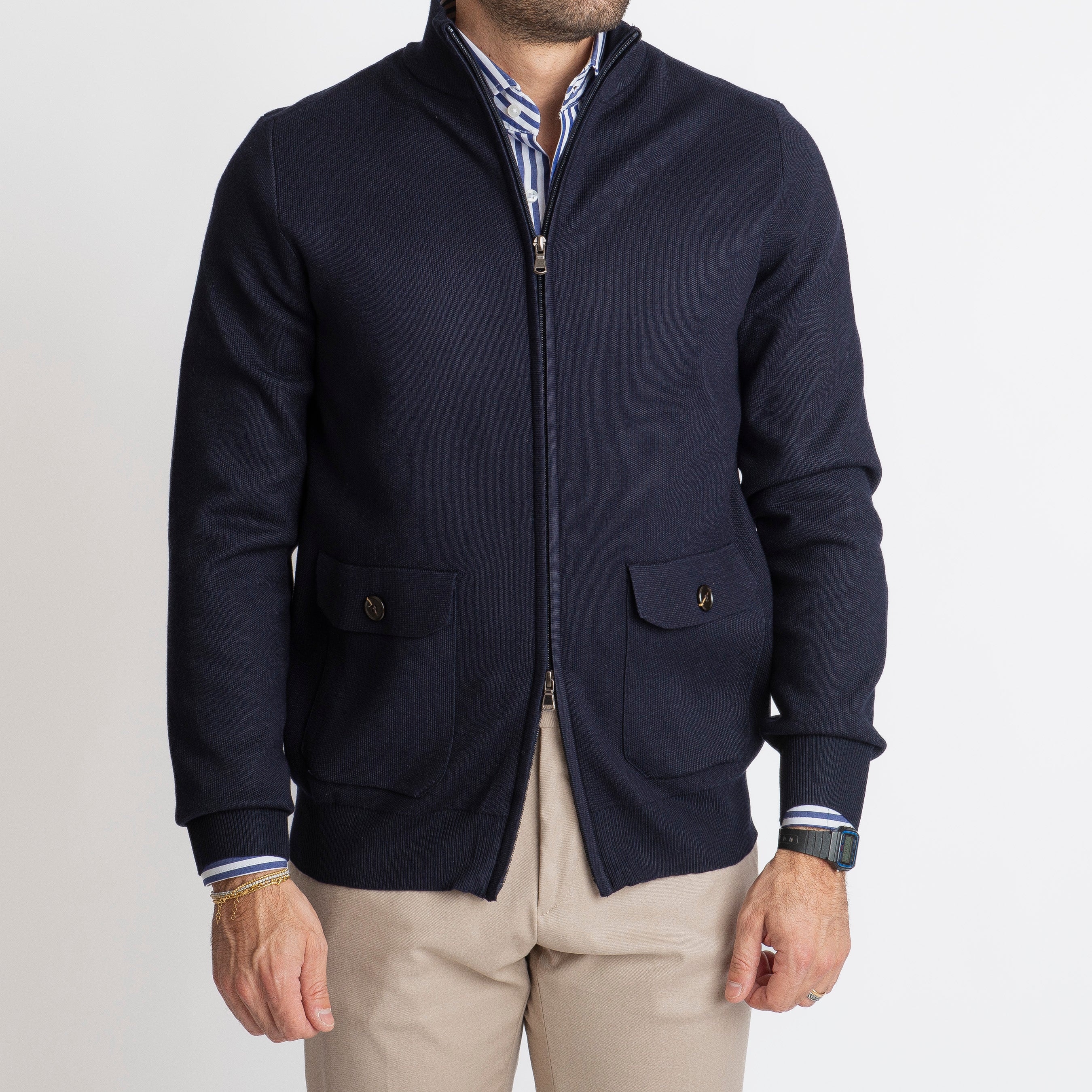 Cardigan con Zip Blu