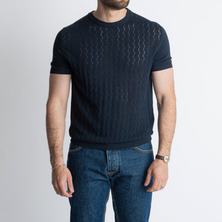 T-shirt Ostuni in Crêpe di Cotone Blu
