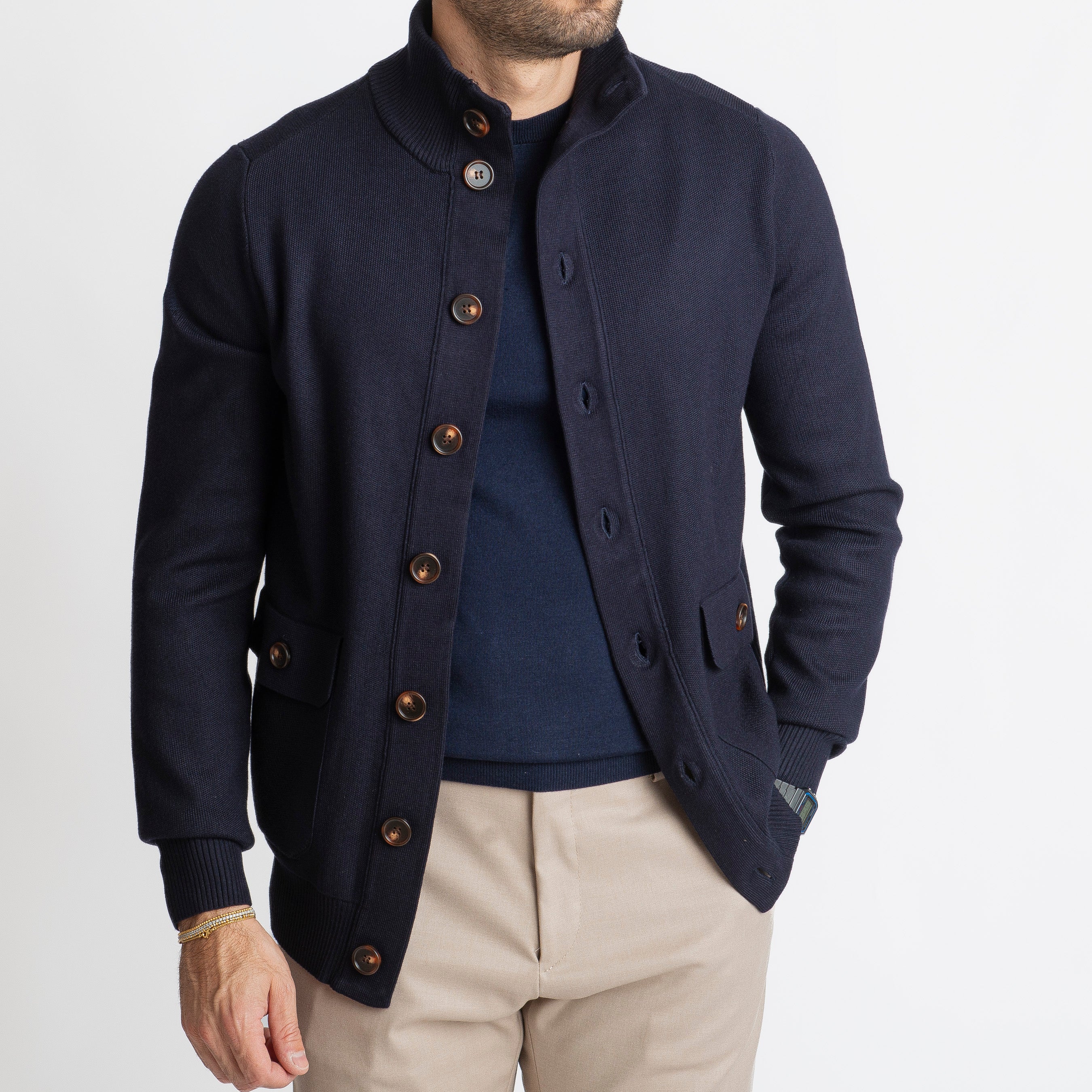 Cardigan con Bottoni Blu