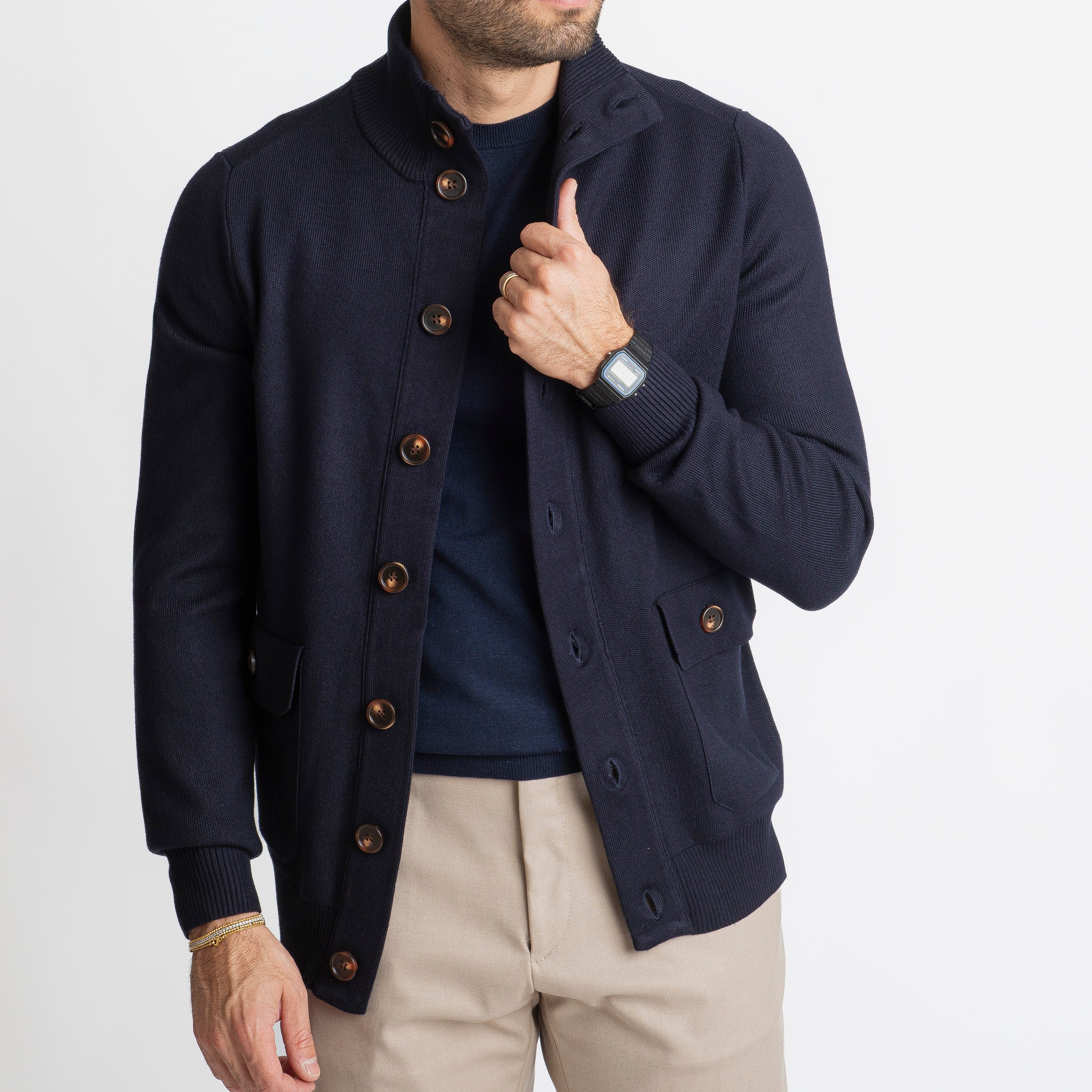 Cardigan con Bottoni Blu