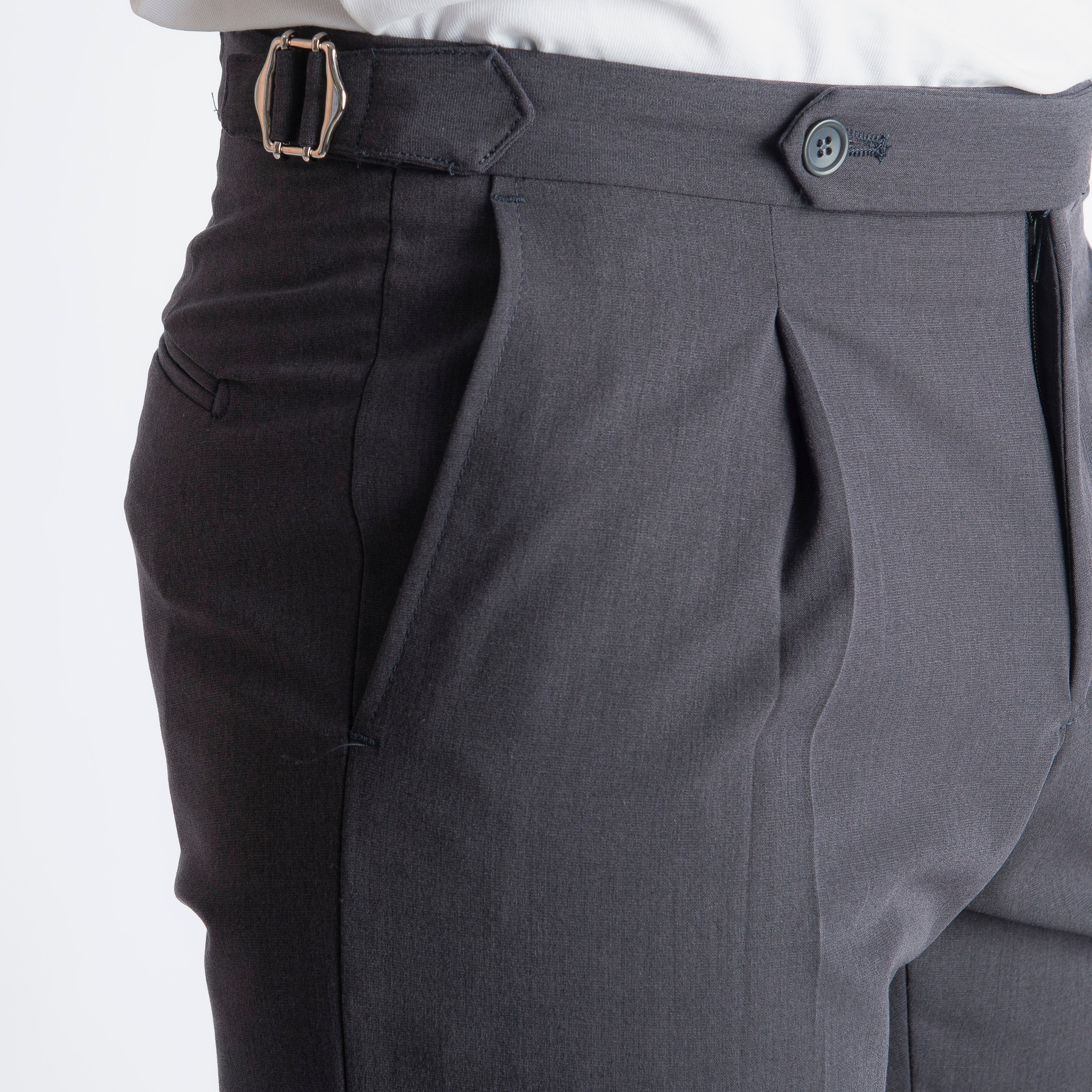 Pantalone Vita Alta con Fibbia TO8027 Grigio