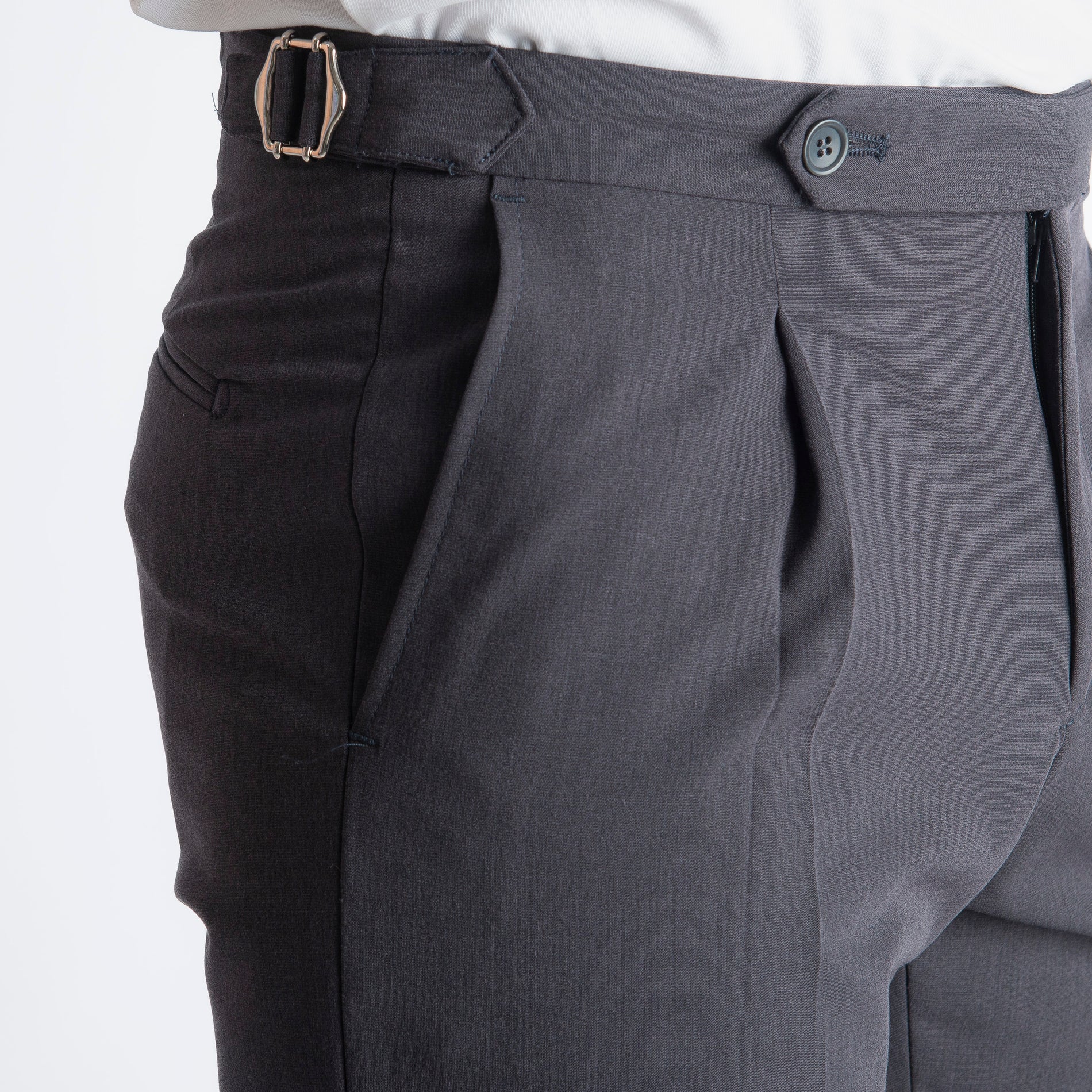 Pantalone Vita Alta con Fibbia TO8027 Grigio