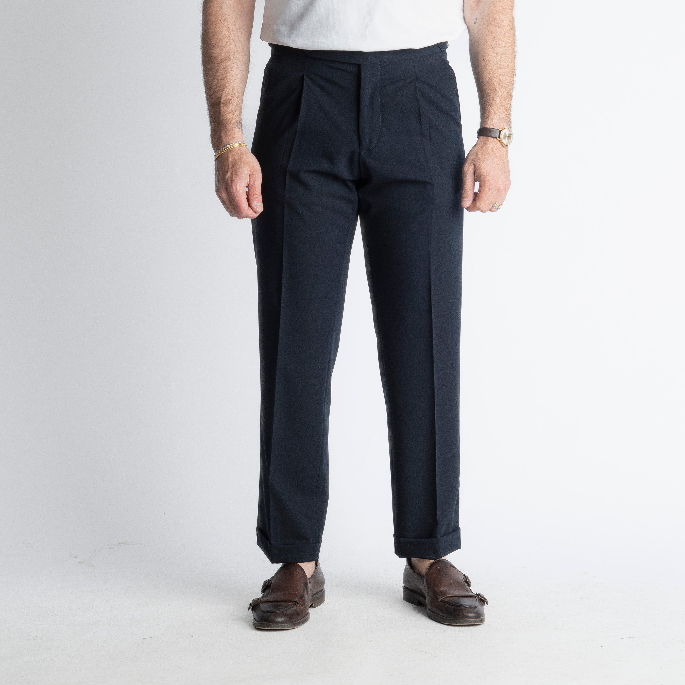 Pantalone Vita Alta con Fibbia TO8027 Blu