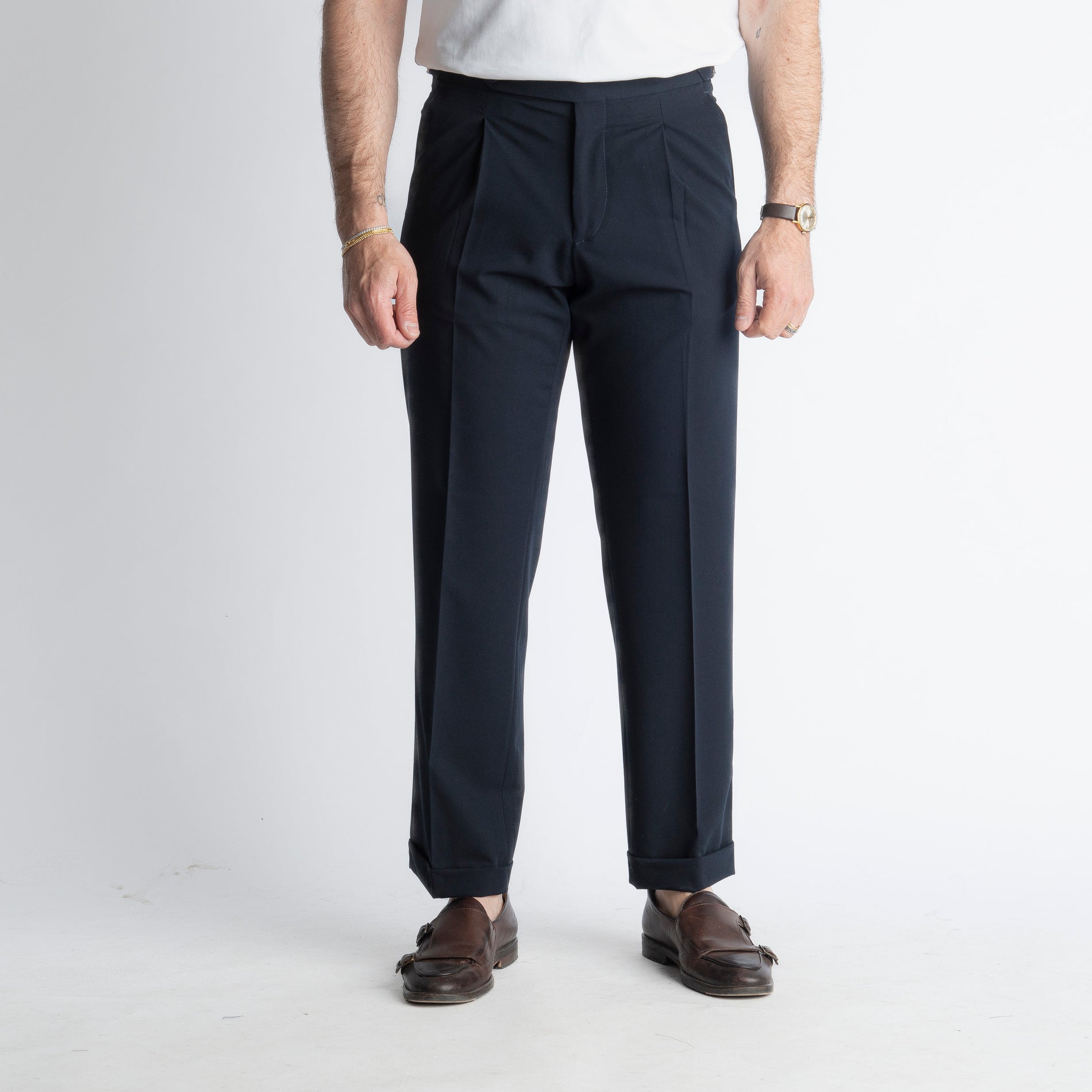 Pantalone Vita Alta con Fibbia TO8027 Blu