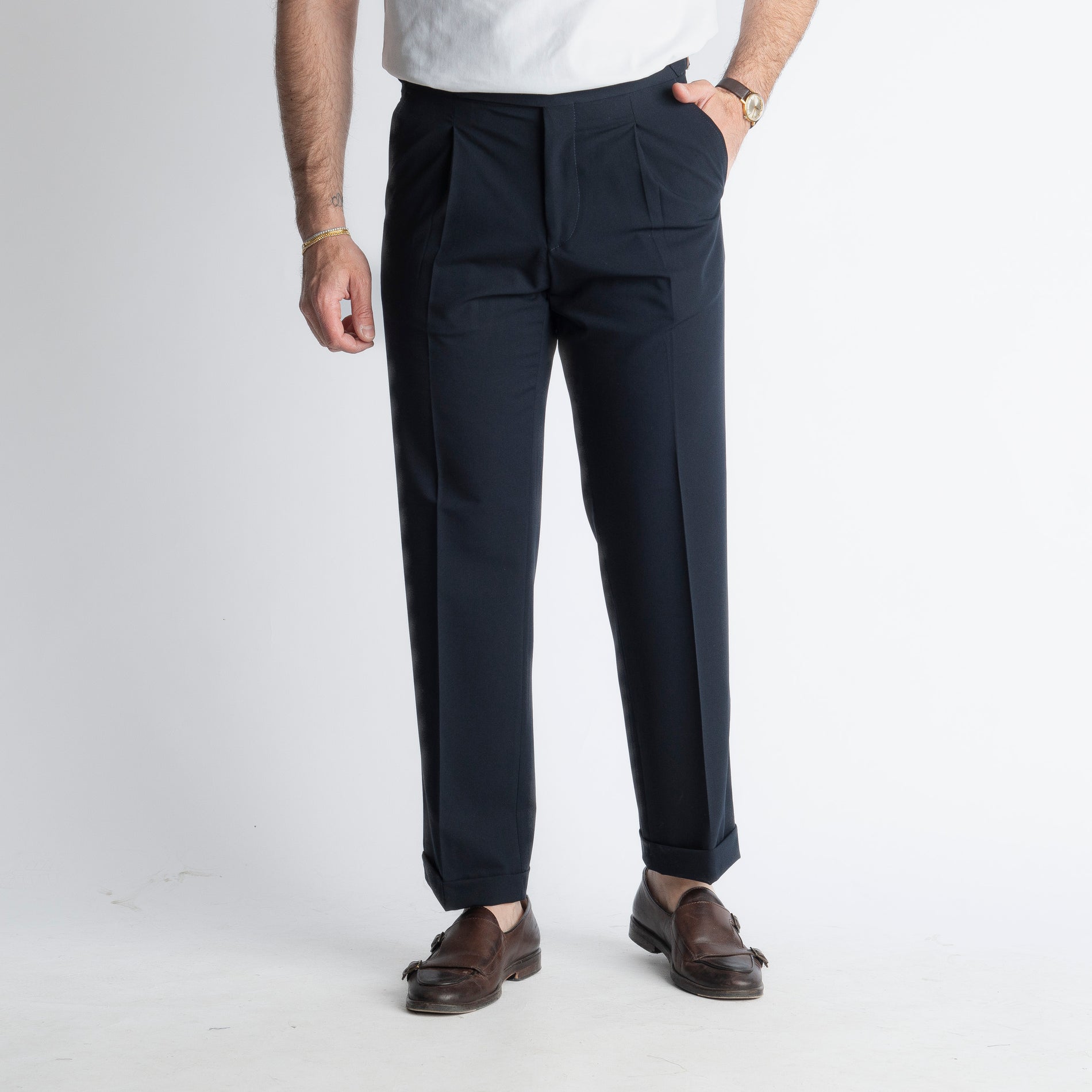 Pantalone Vita Alta con Fibbia TO8027 Blu