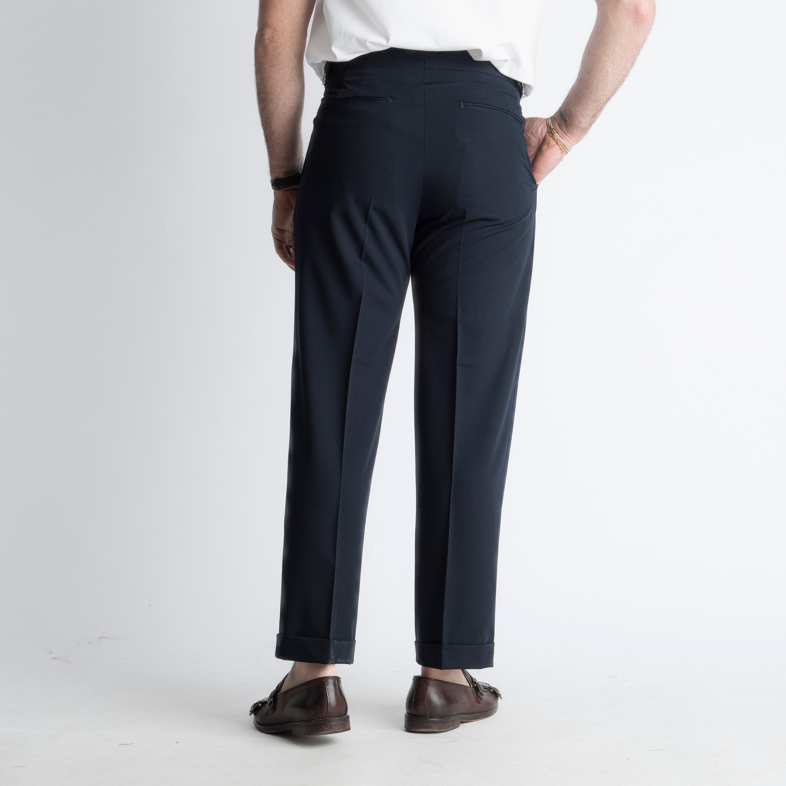 Pantalone Vita Alta con Fibbia TO8027 Blu