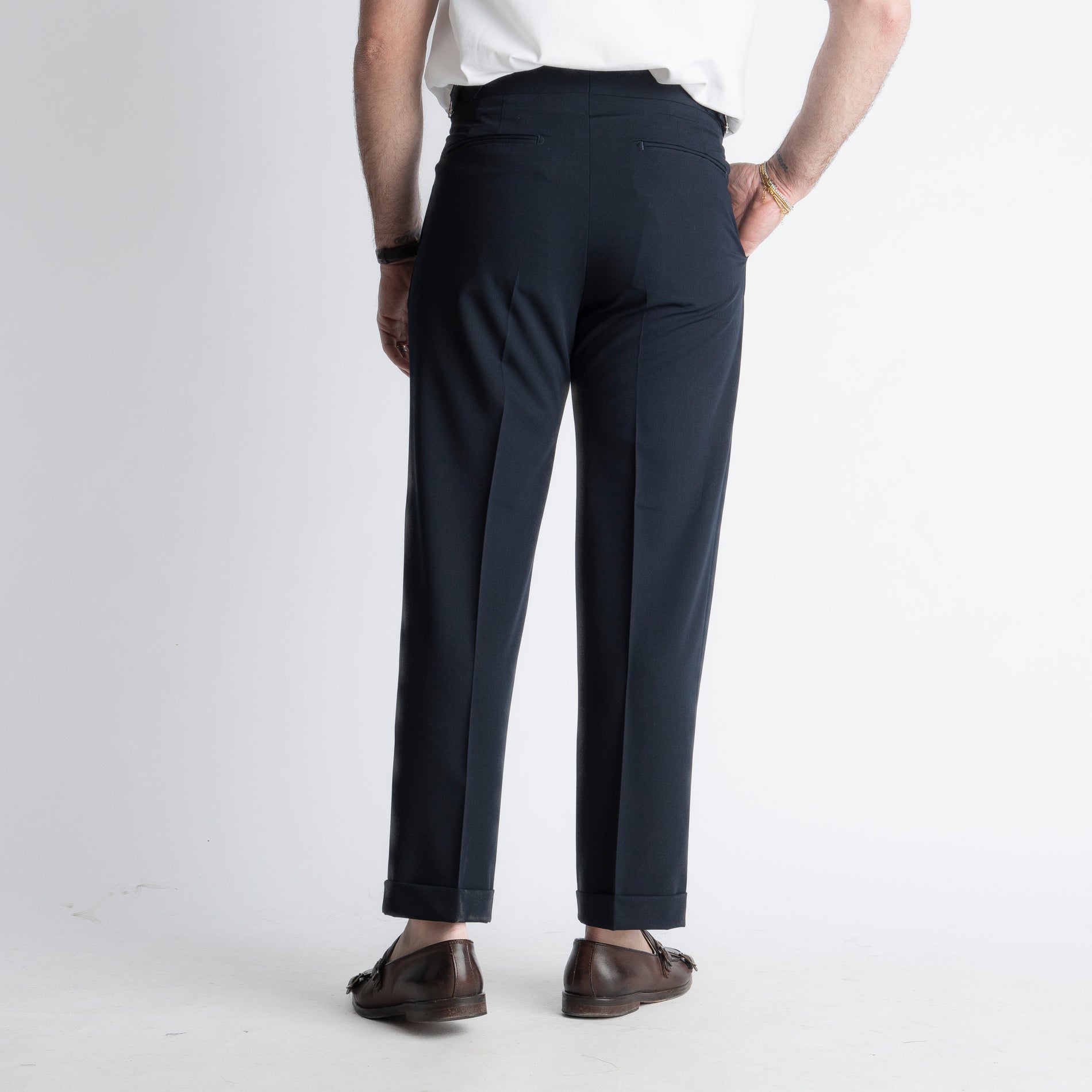 Pantalone Vita Alta con Fibbia TO8027 Blu
