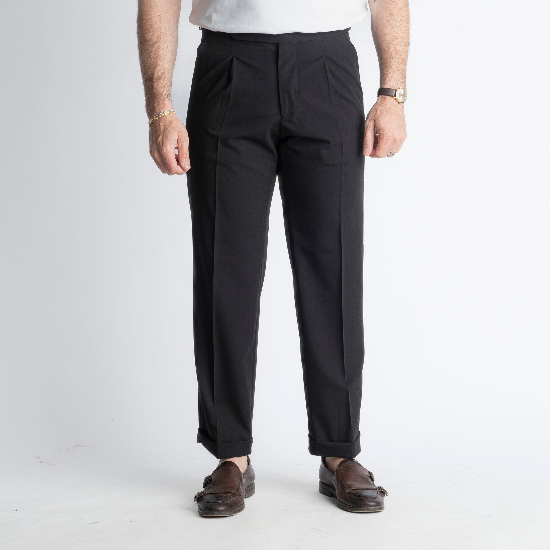Pantalone Vita Alta con Fibbia TO8027 Nero