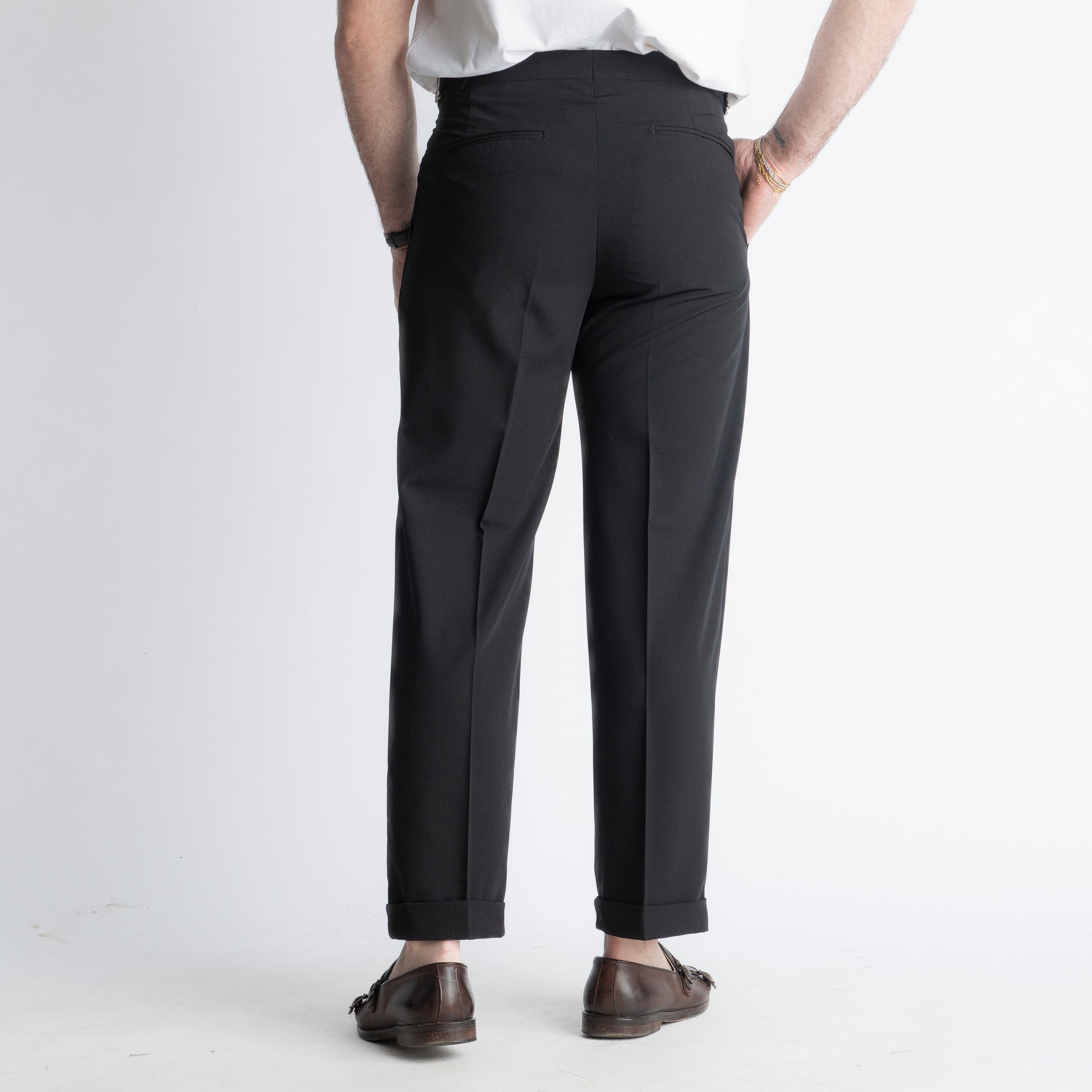 Pantalone Vita Alta con Fibbia TO8027 Nero