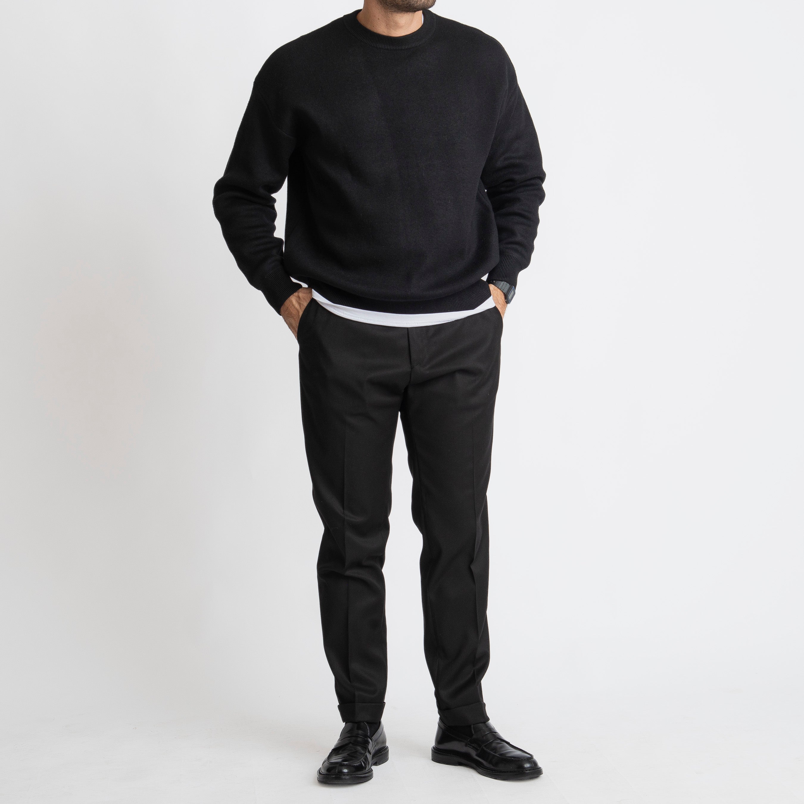 Maglione Girocollo Over Size Nero