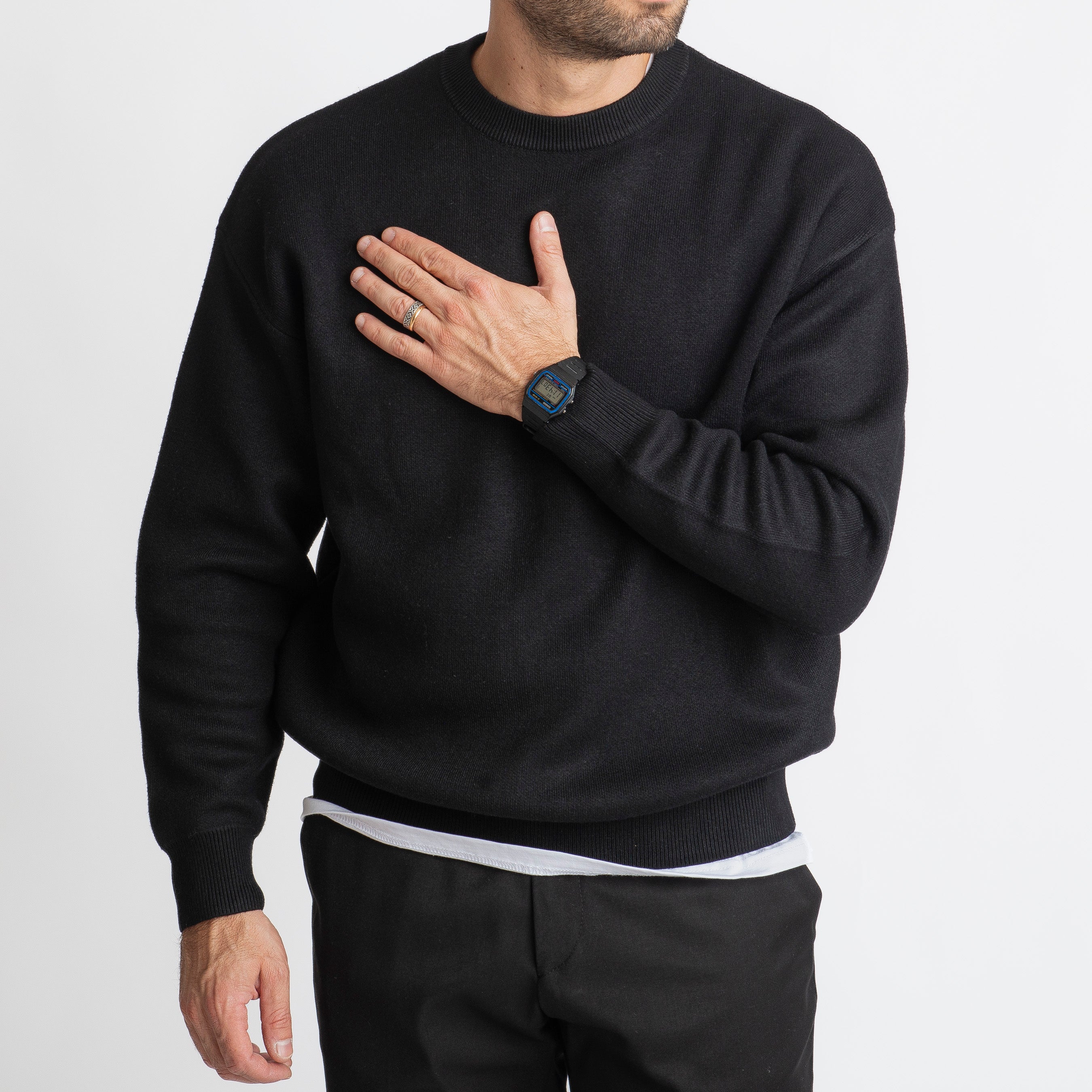 Maglione Girocollo Over Size Nero