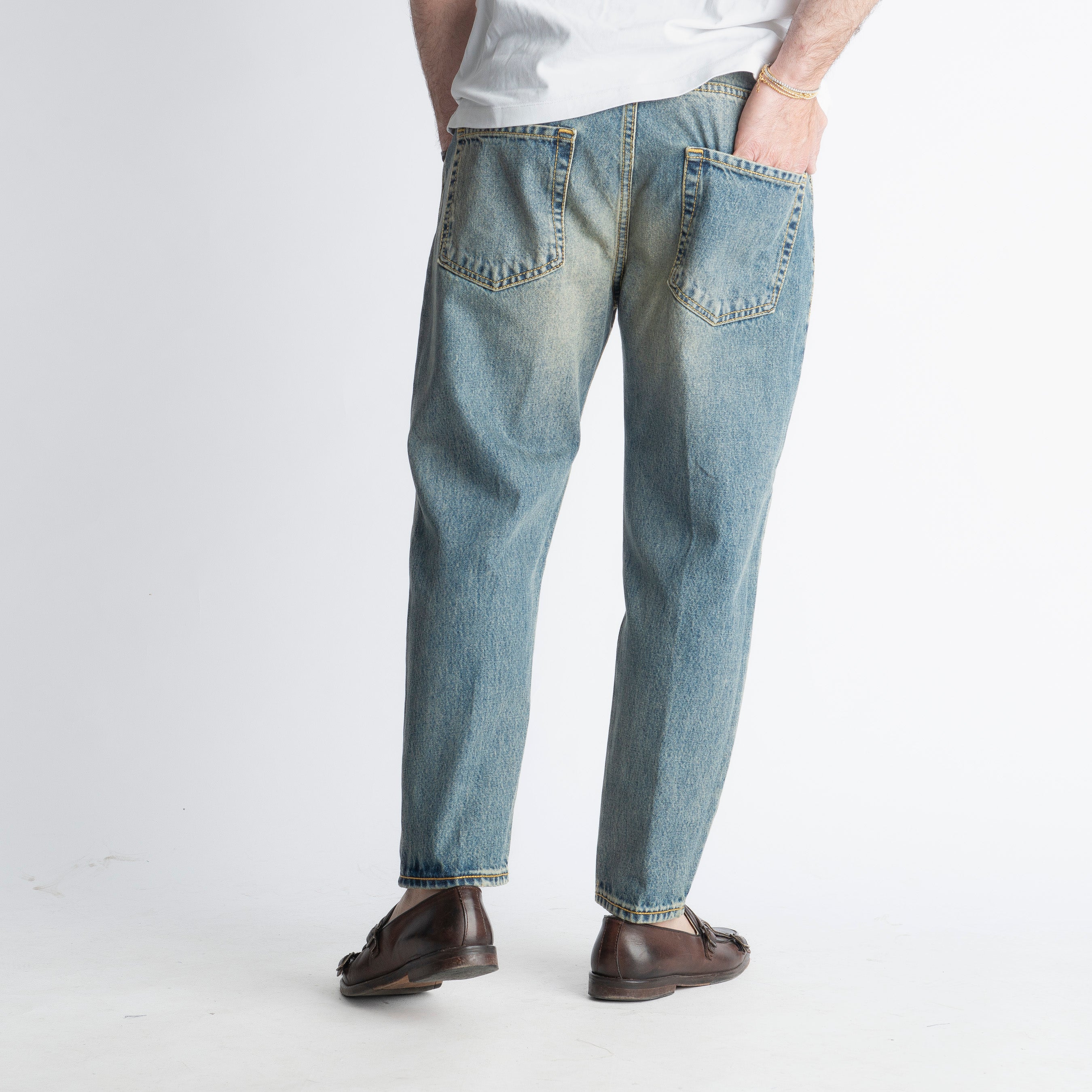Jeans Carrot Fit Sabbiato - Cotone Mercerizzato