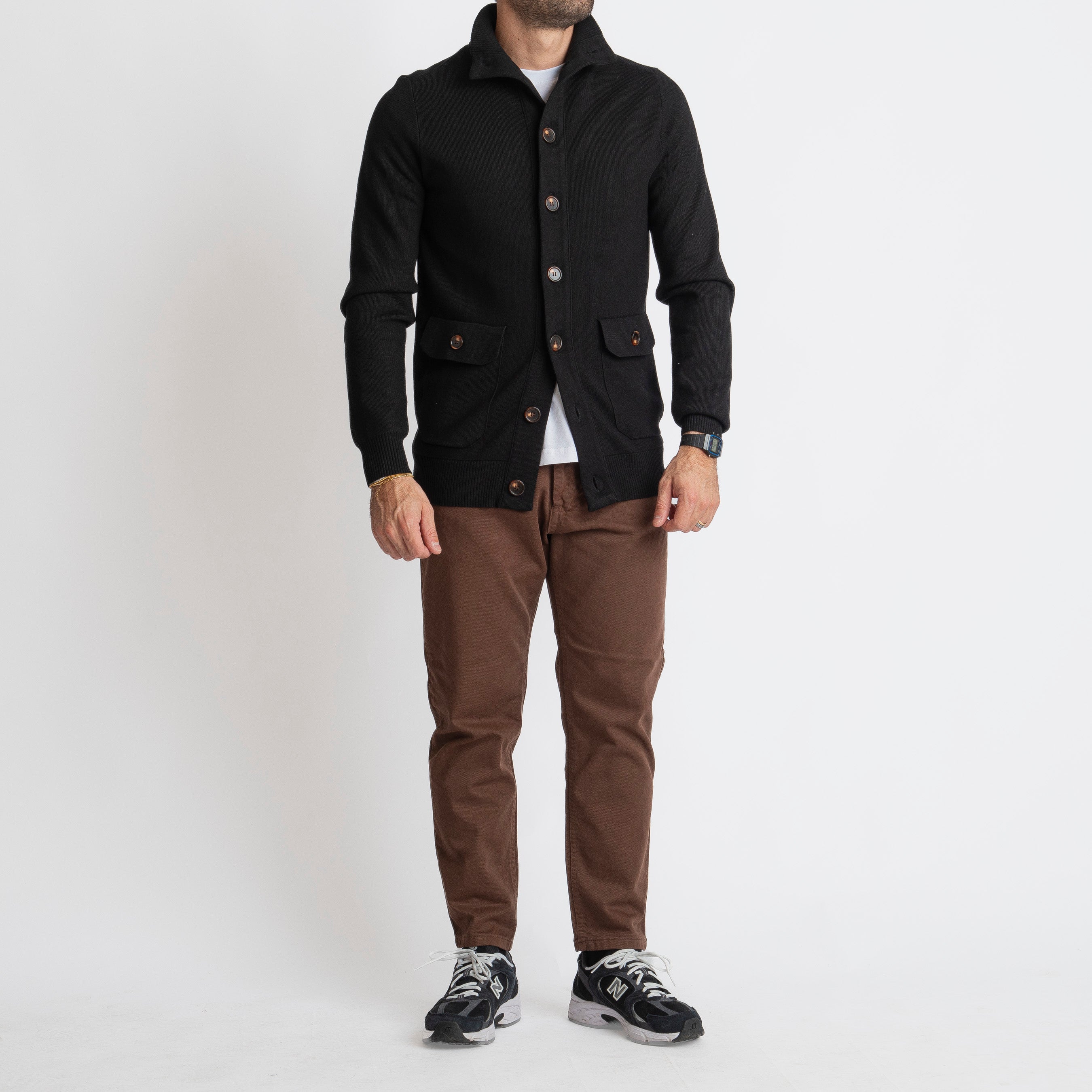 Cardigan con Bottoni Nero