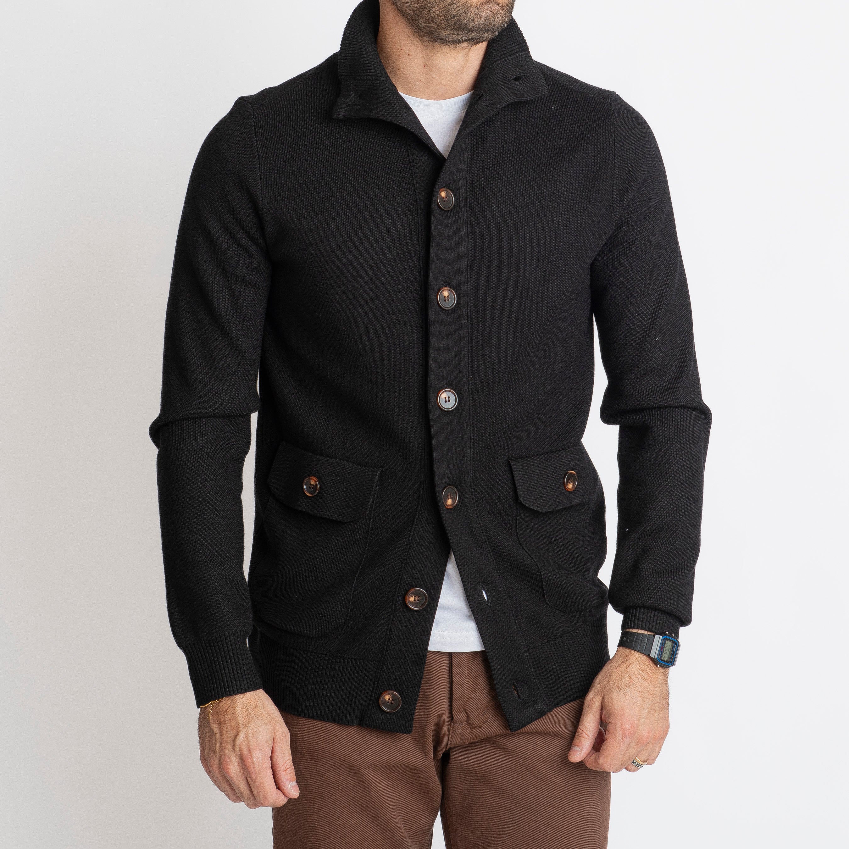Cardigan con Bottoni Nero