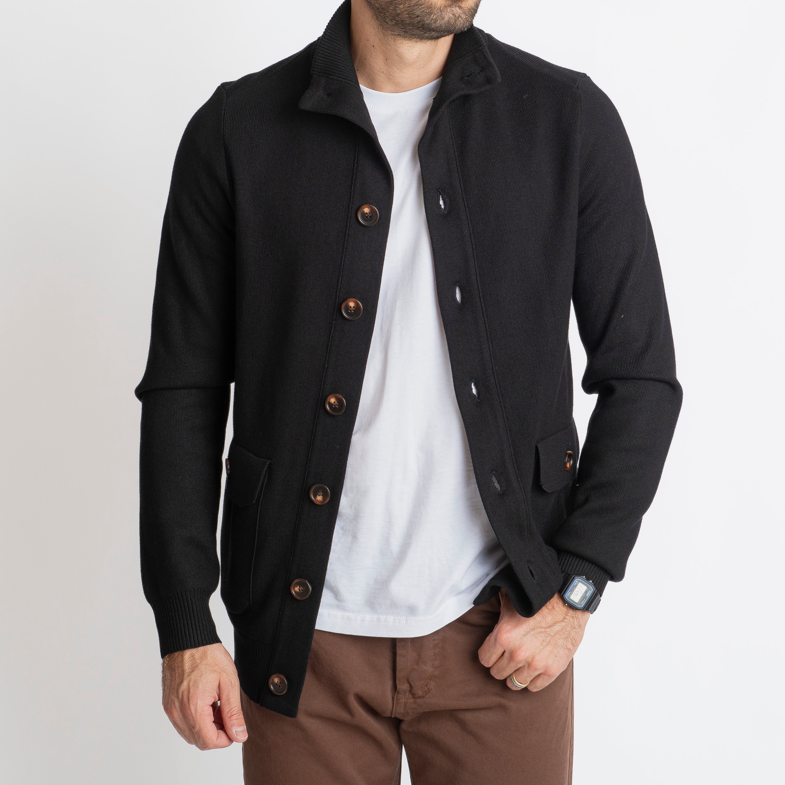 Cardigan con Bottoni Nero