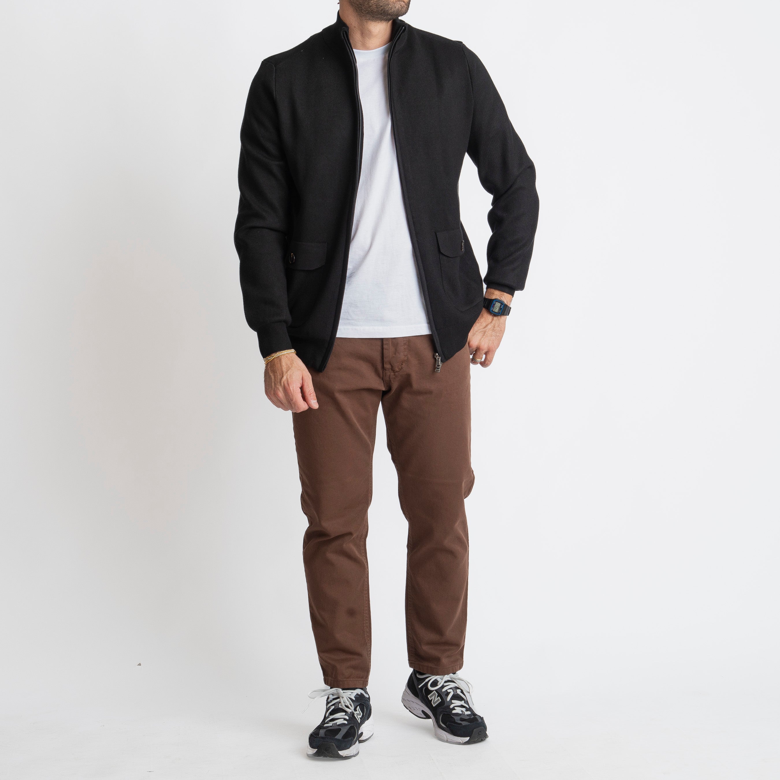 Cardigan con Zip Nero