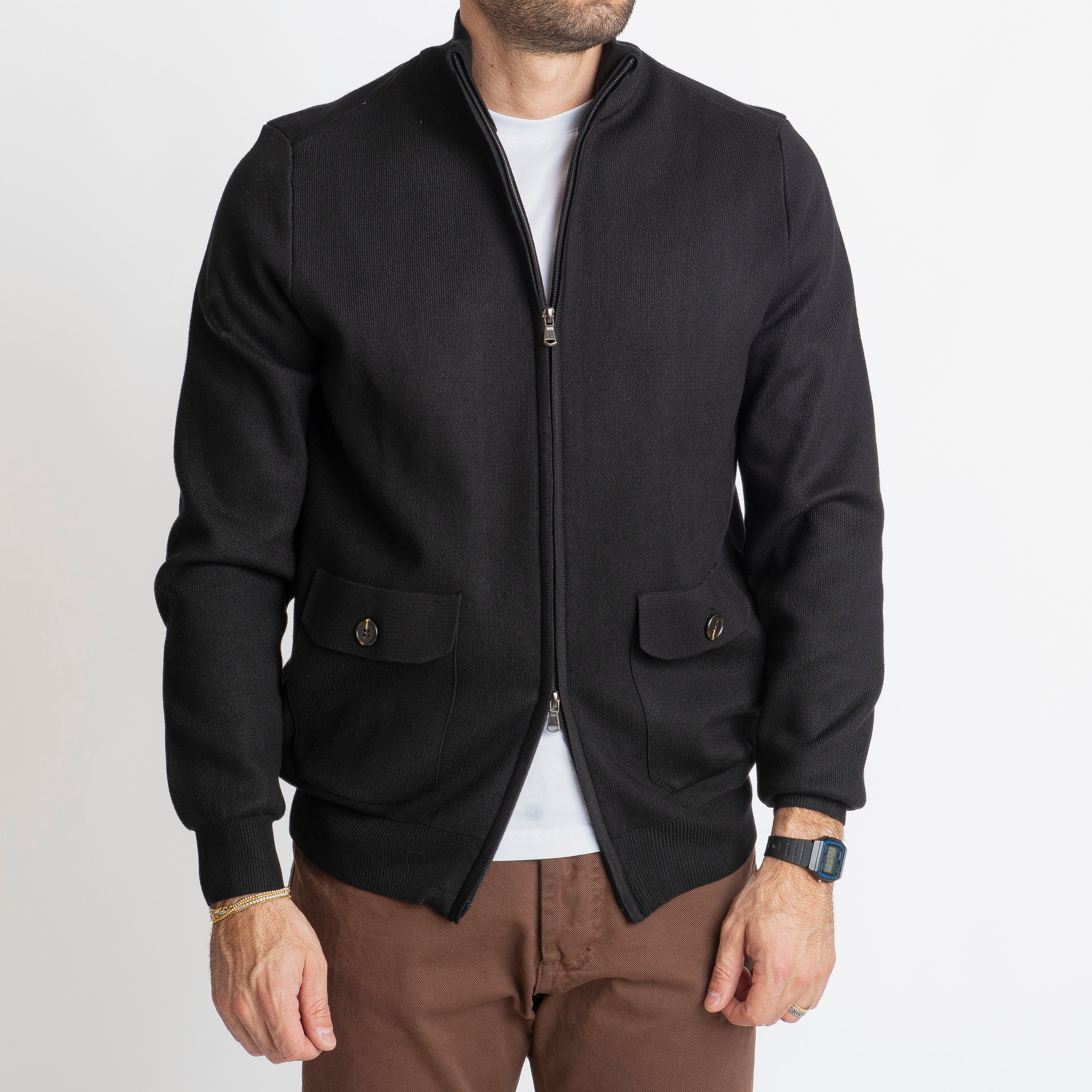 Cardigan con Zip Nero