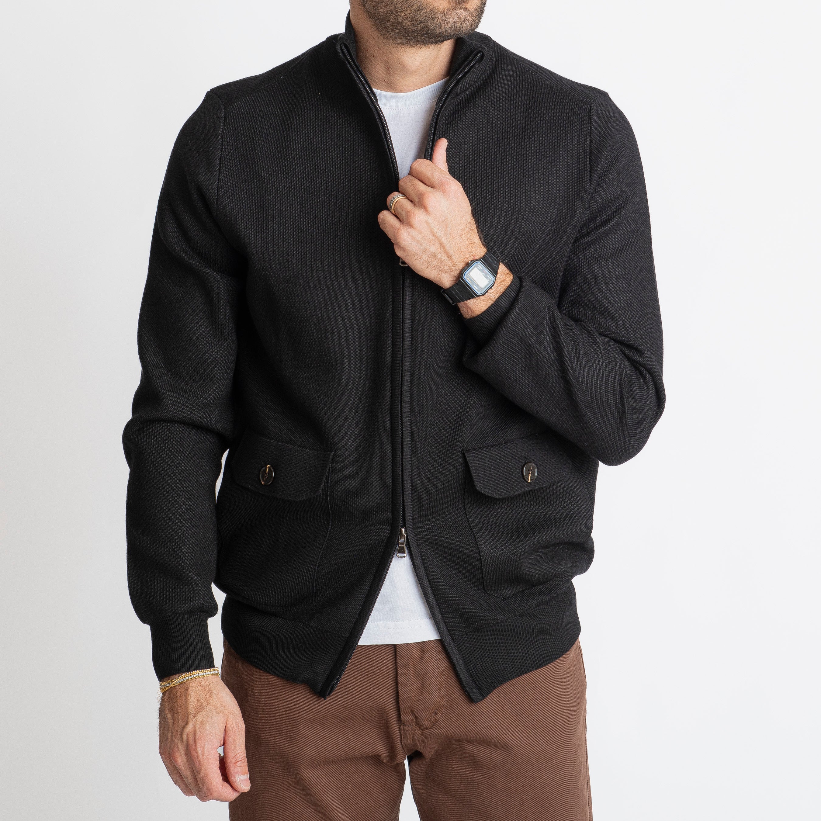 Cardigan con Zip Nero