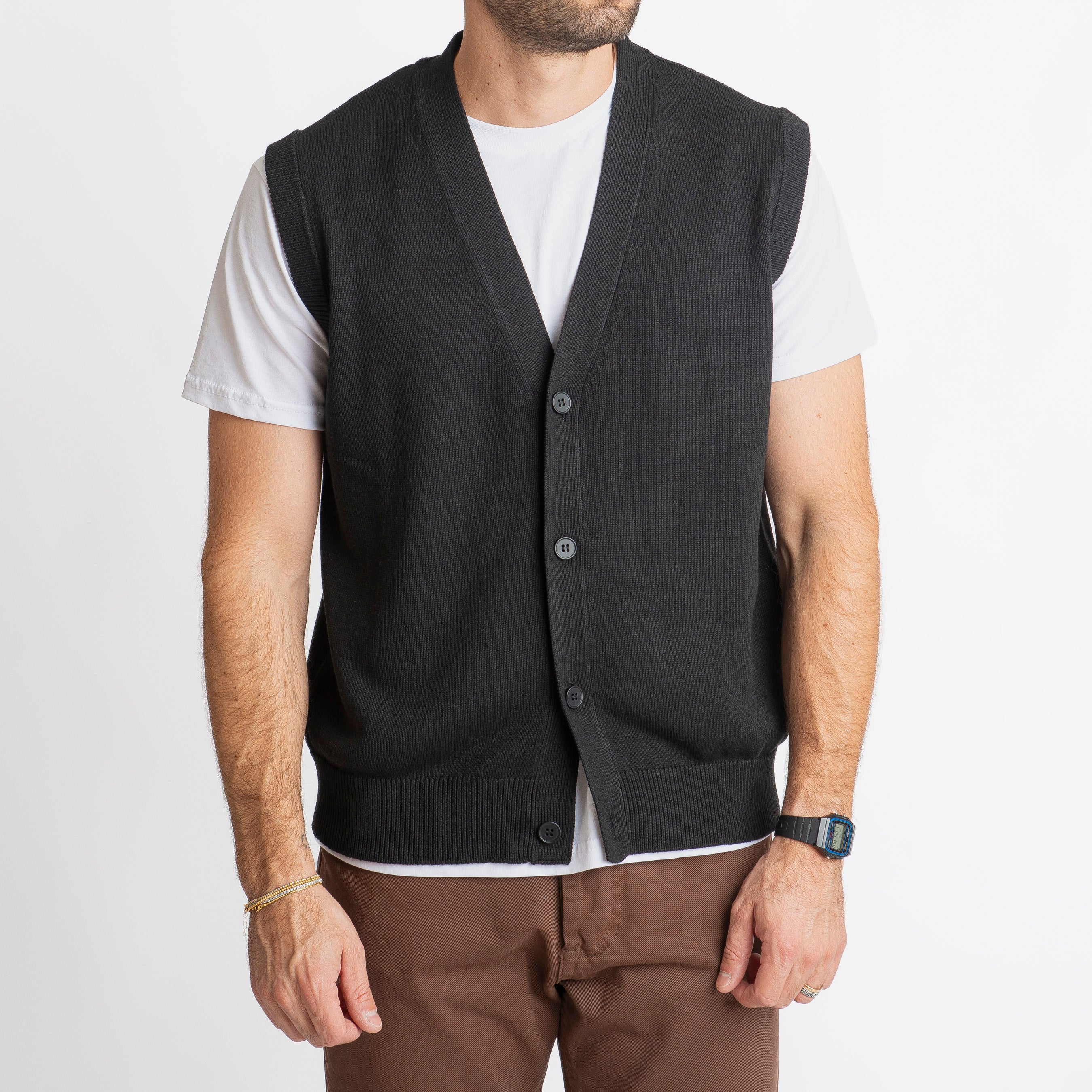 Gilet in Maglia Relaxed Fit Nero