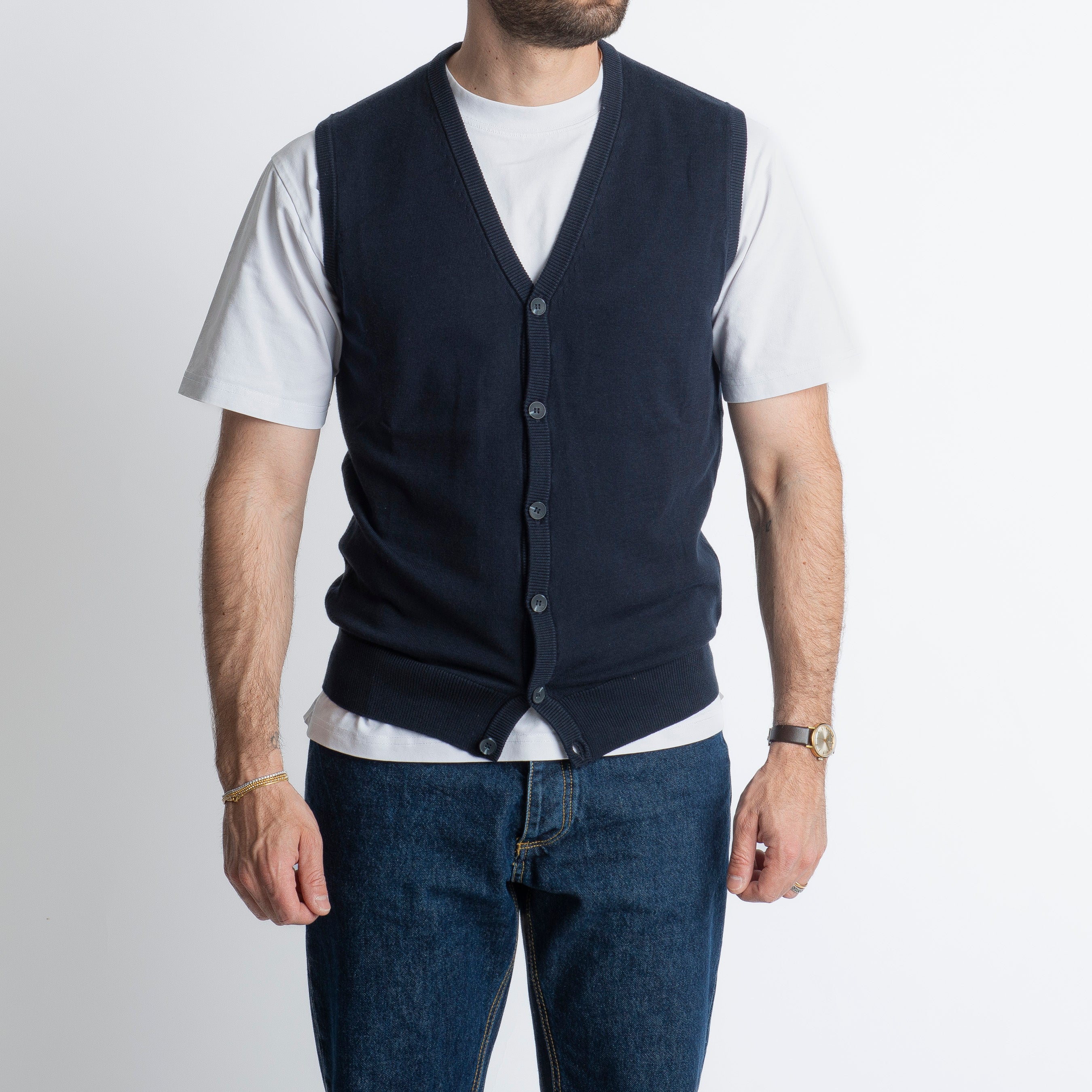 Gilet In Filo Blu