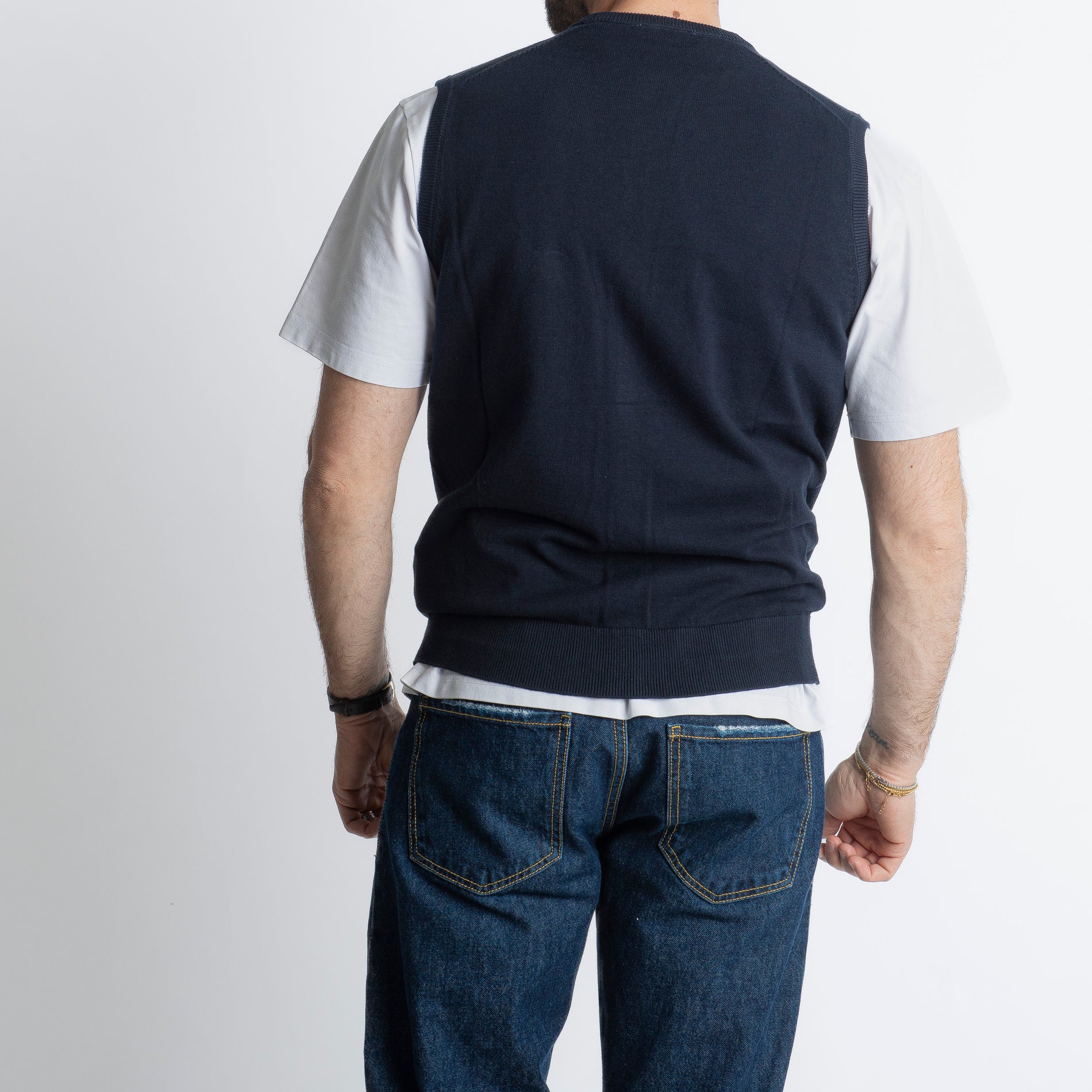 Gilet In Filo Blu