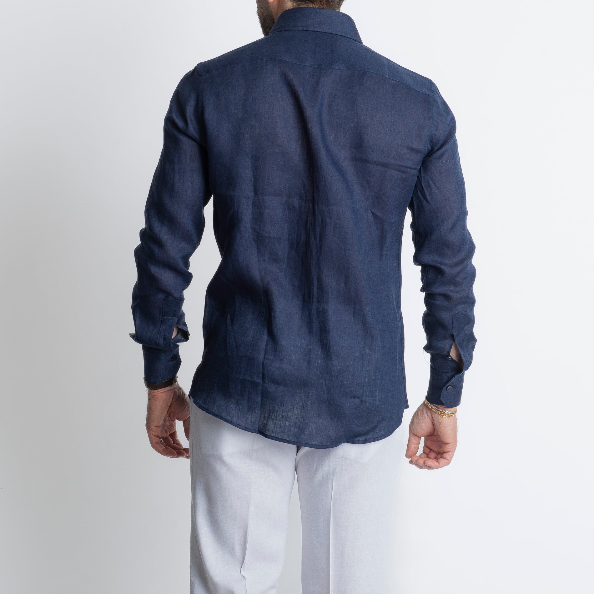 Camicia 100% Lino Irlandese Blu Notte