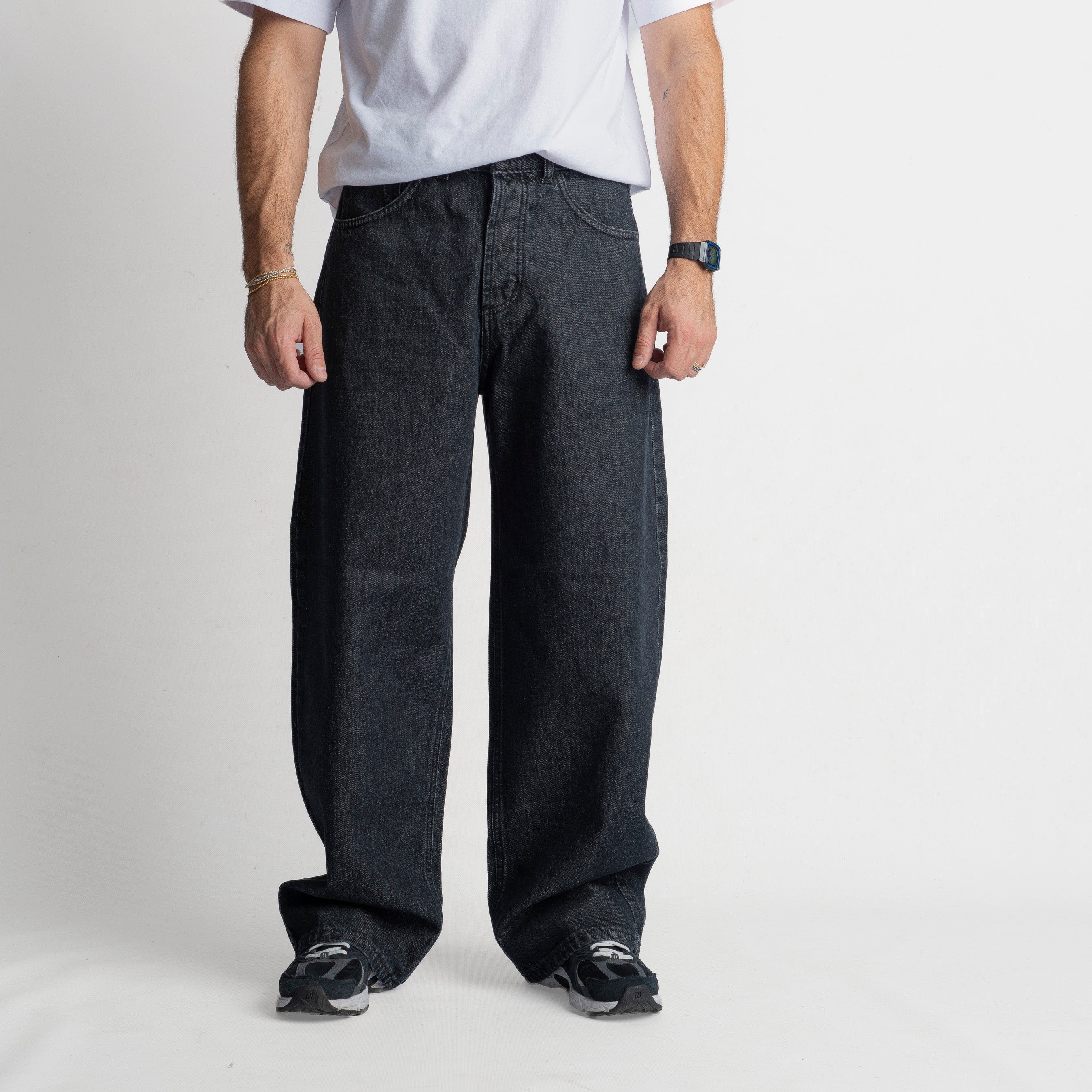 Jeans Barrel Fit - Cotone Mercerizzato Nero