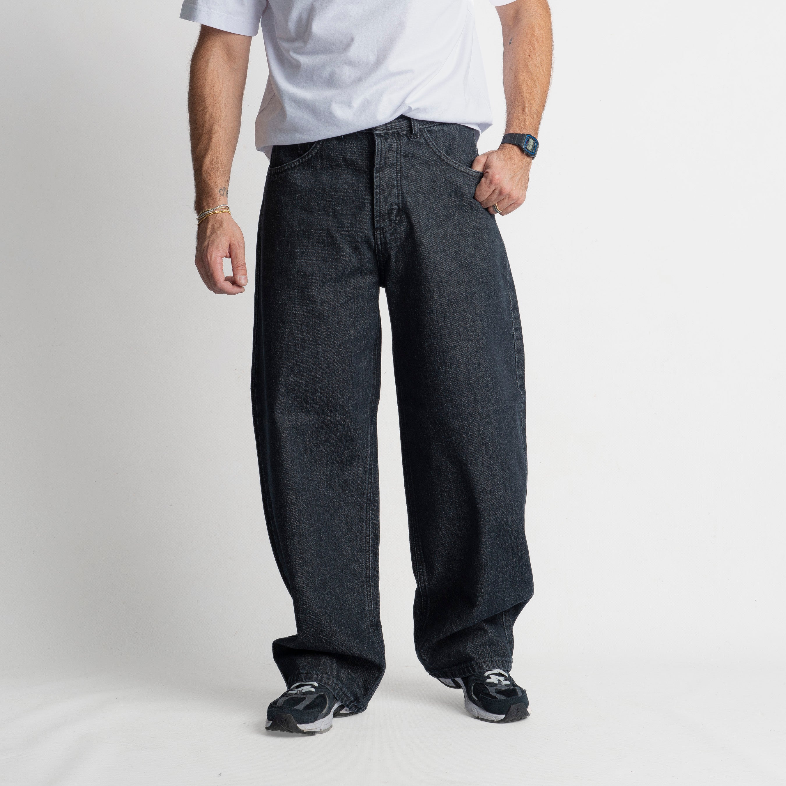 Jeans Barrel Fit - Cotone Mercerizzato Nero