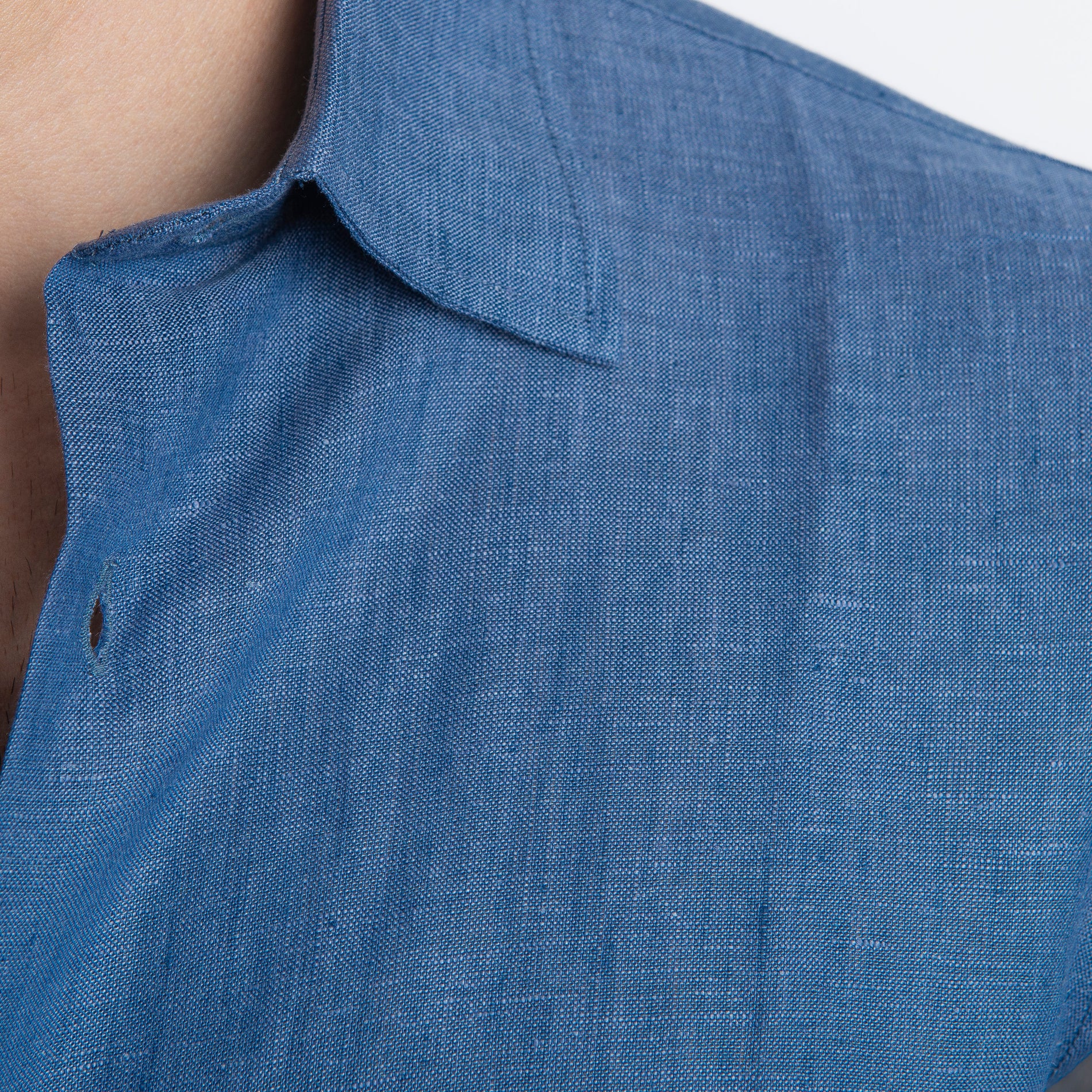 Camicia 100% Lino Irlandese Blu Denim