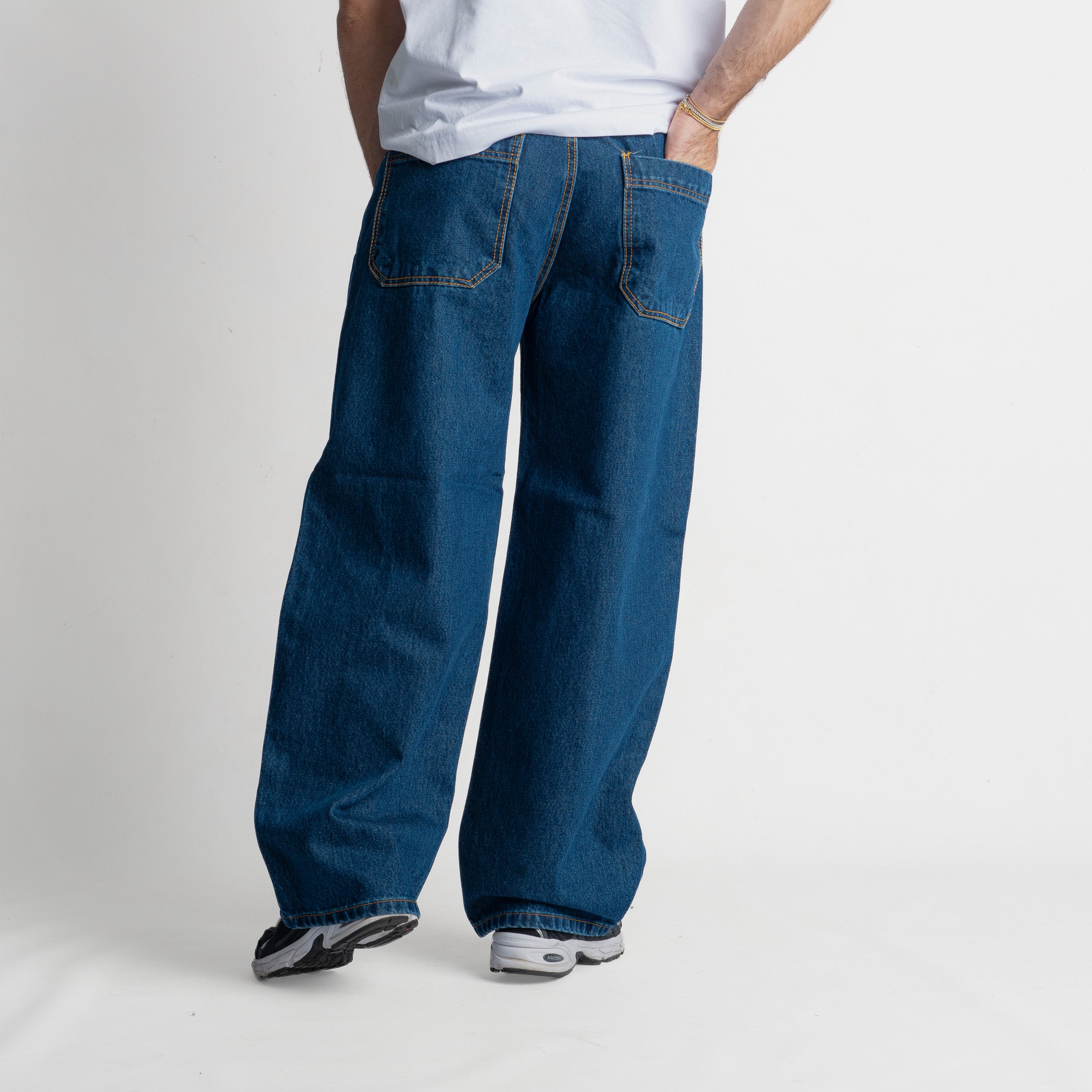 Jeans Barrel Fit - Cotone Mercerizzato Blu Scuro