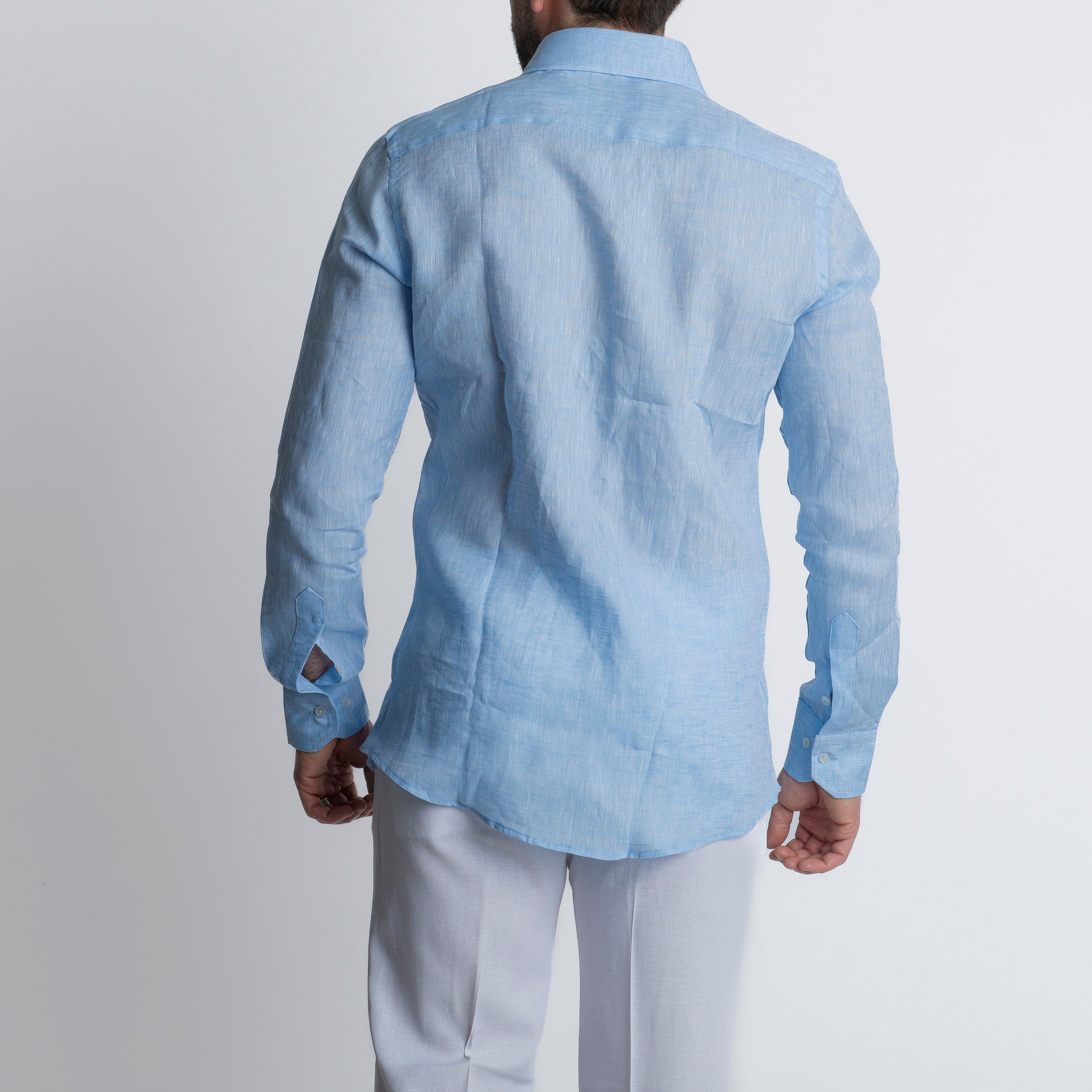 Camicia 100% Lino Irlandese Celeste