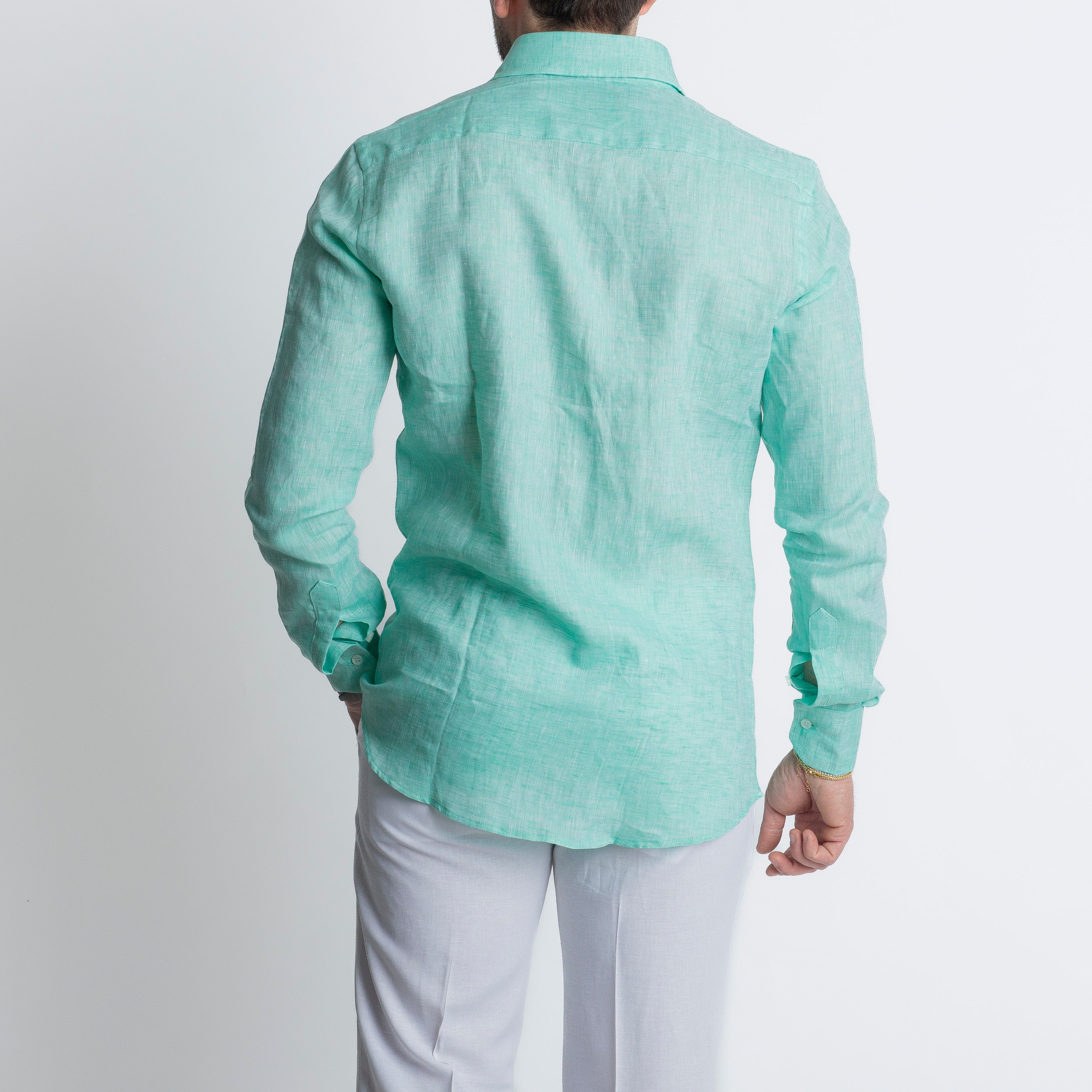 Camicia 100% Lino Irlandese Verde Smeraldo