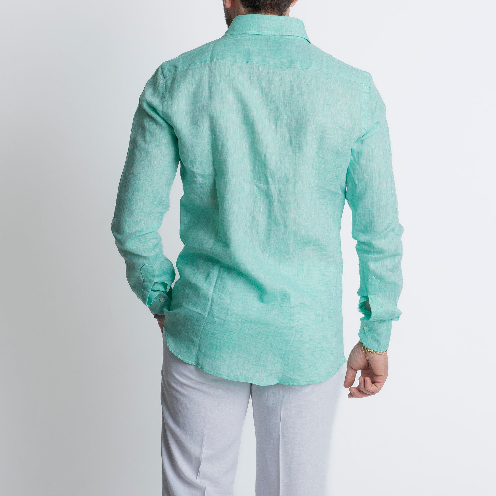 Camicia 100% Lino Irlandese Verde Smeraldo
