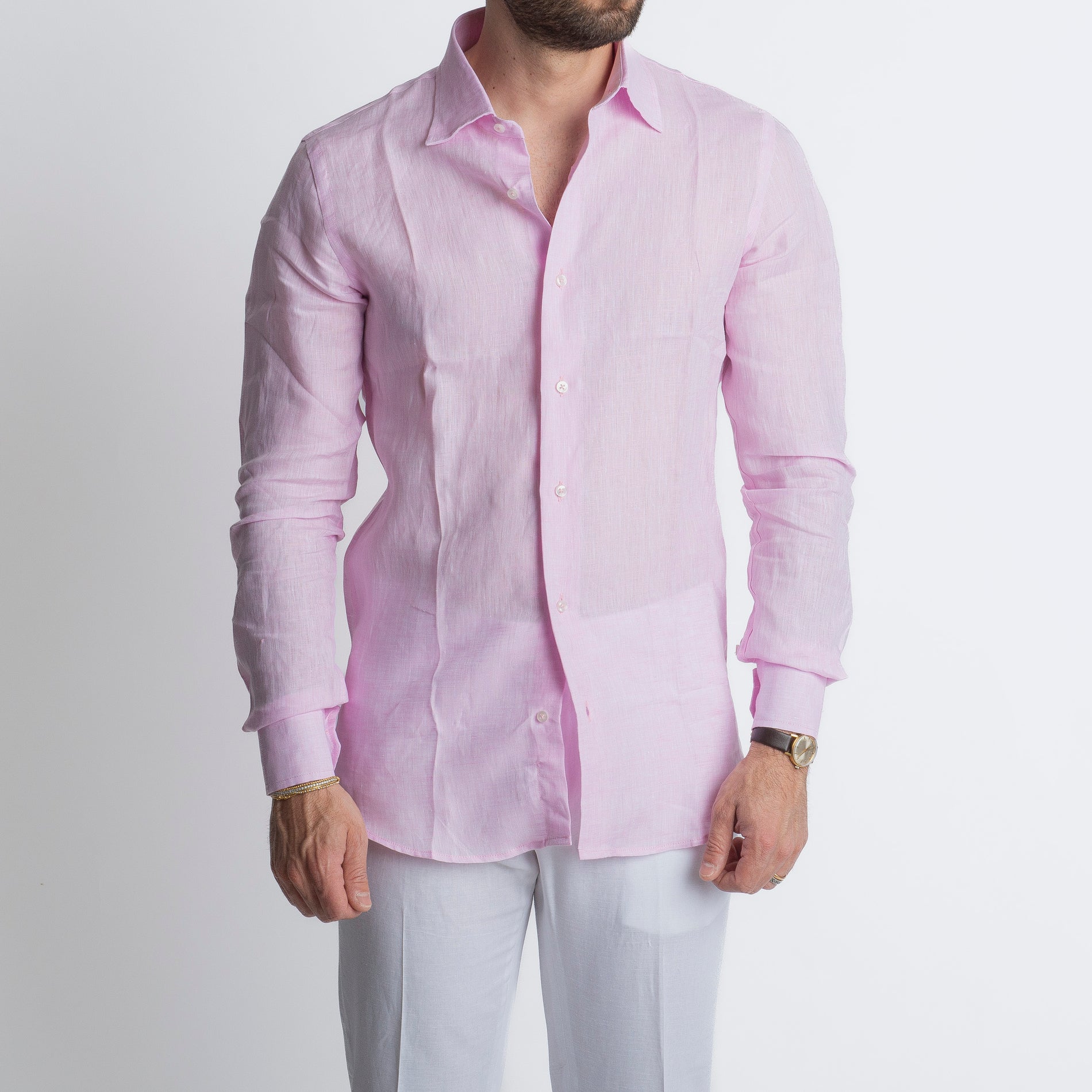 Camicia 100% Lino Irlandese Rosa