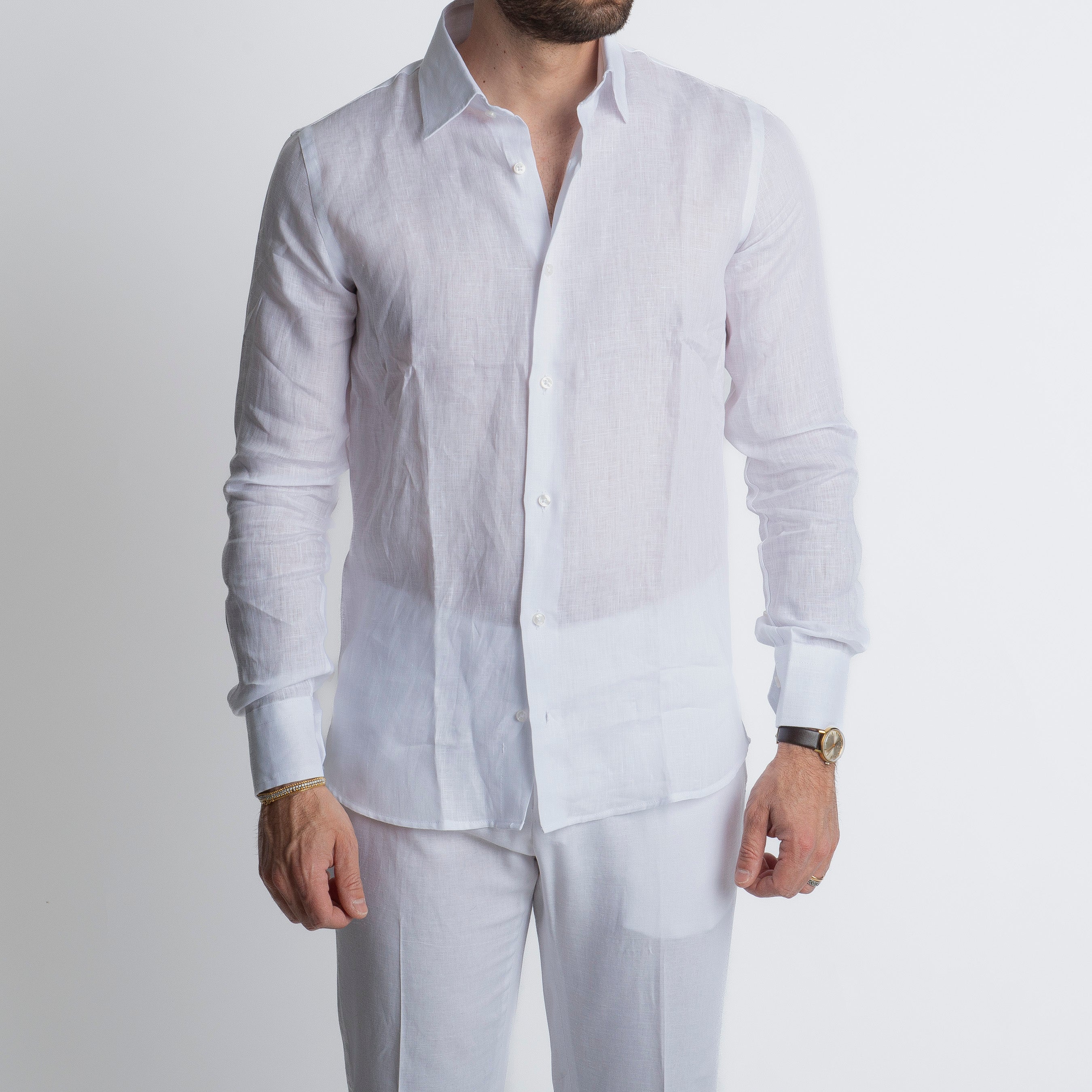 Camicia 100% Lino Irlandese Bianca