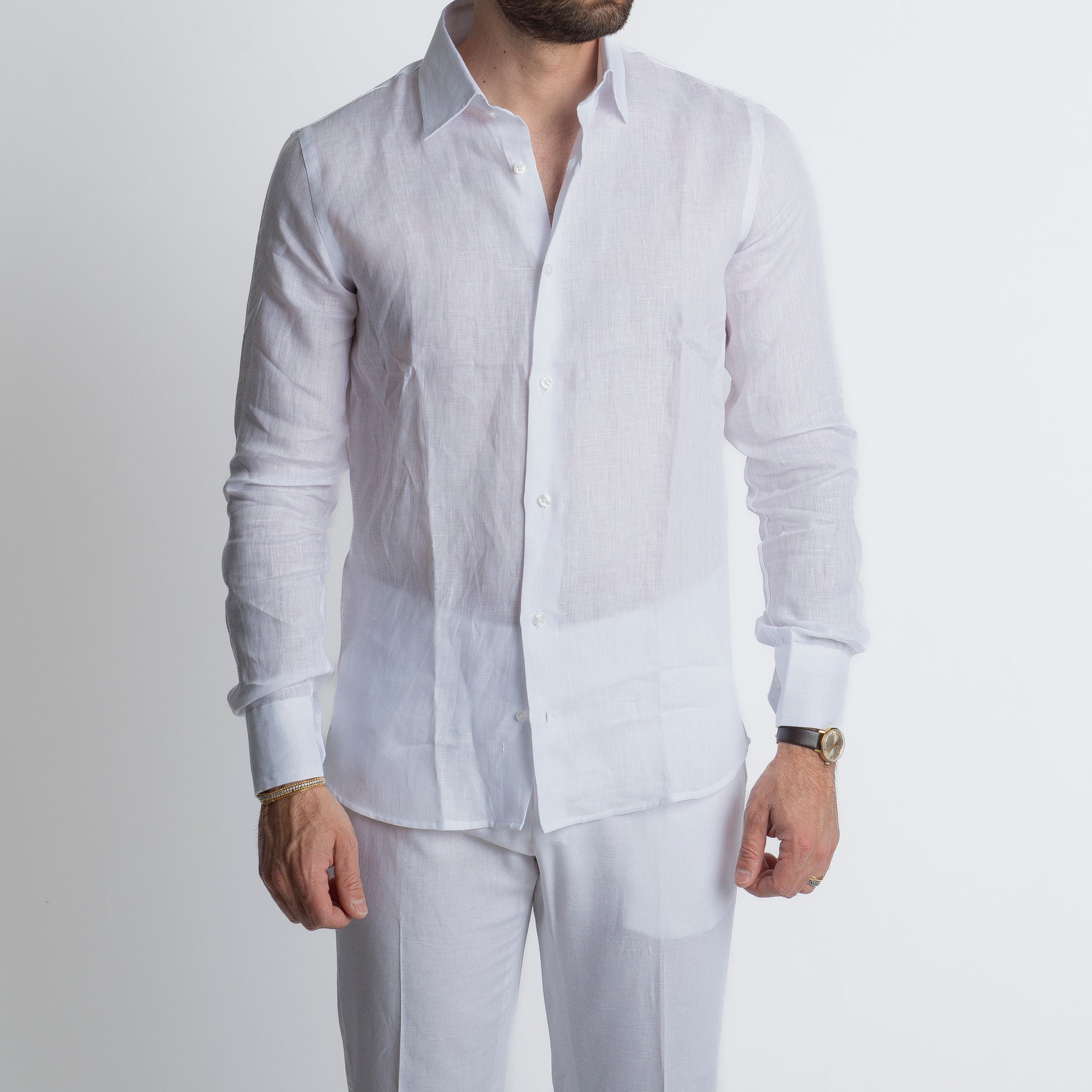 Camicia 100% Lino Irlandese Bianca