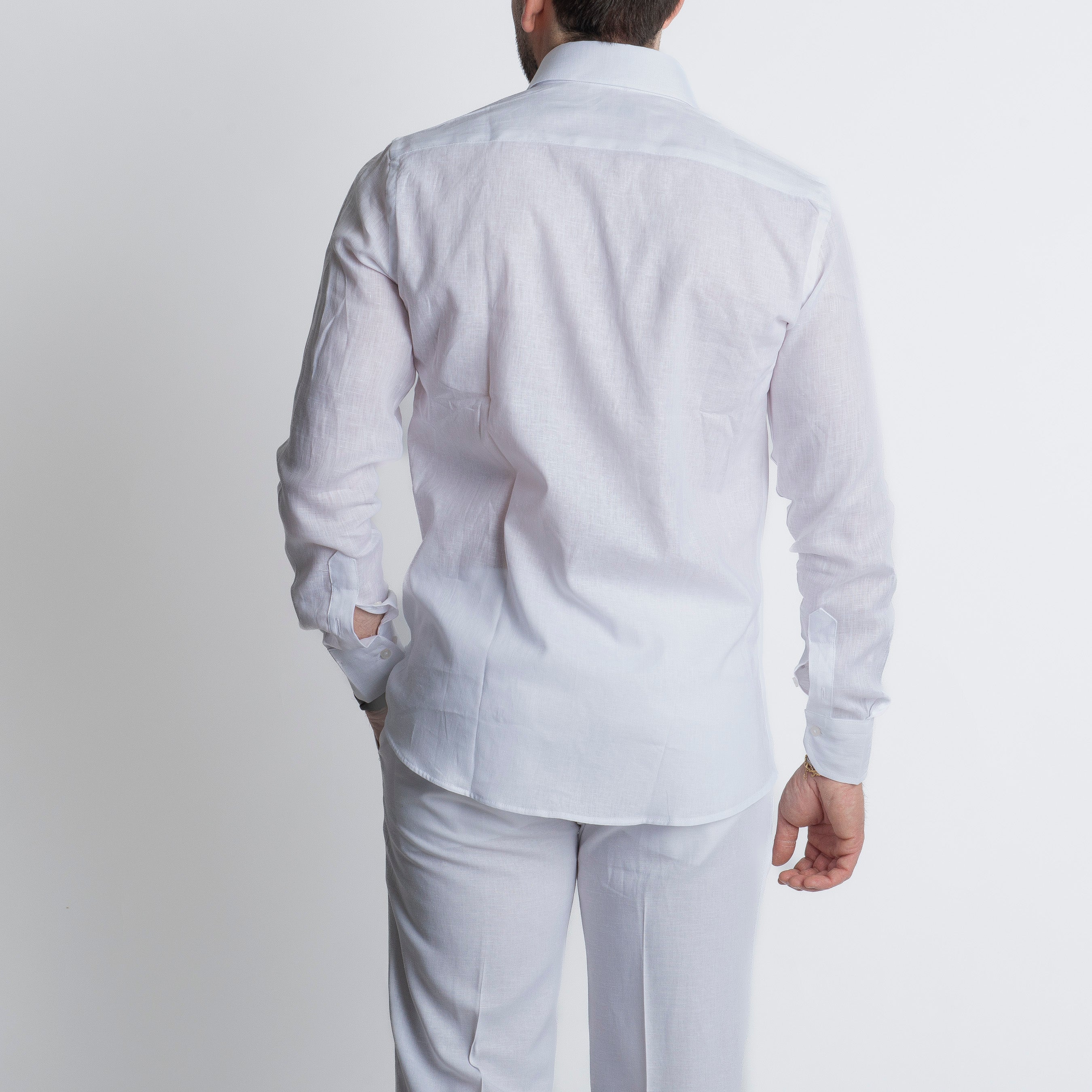 Camicia 100% Lino Irlandese Bianca