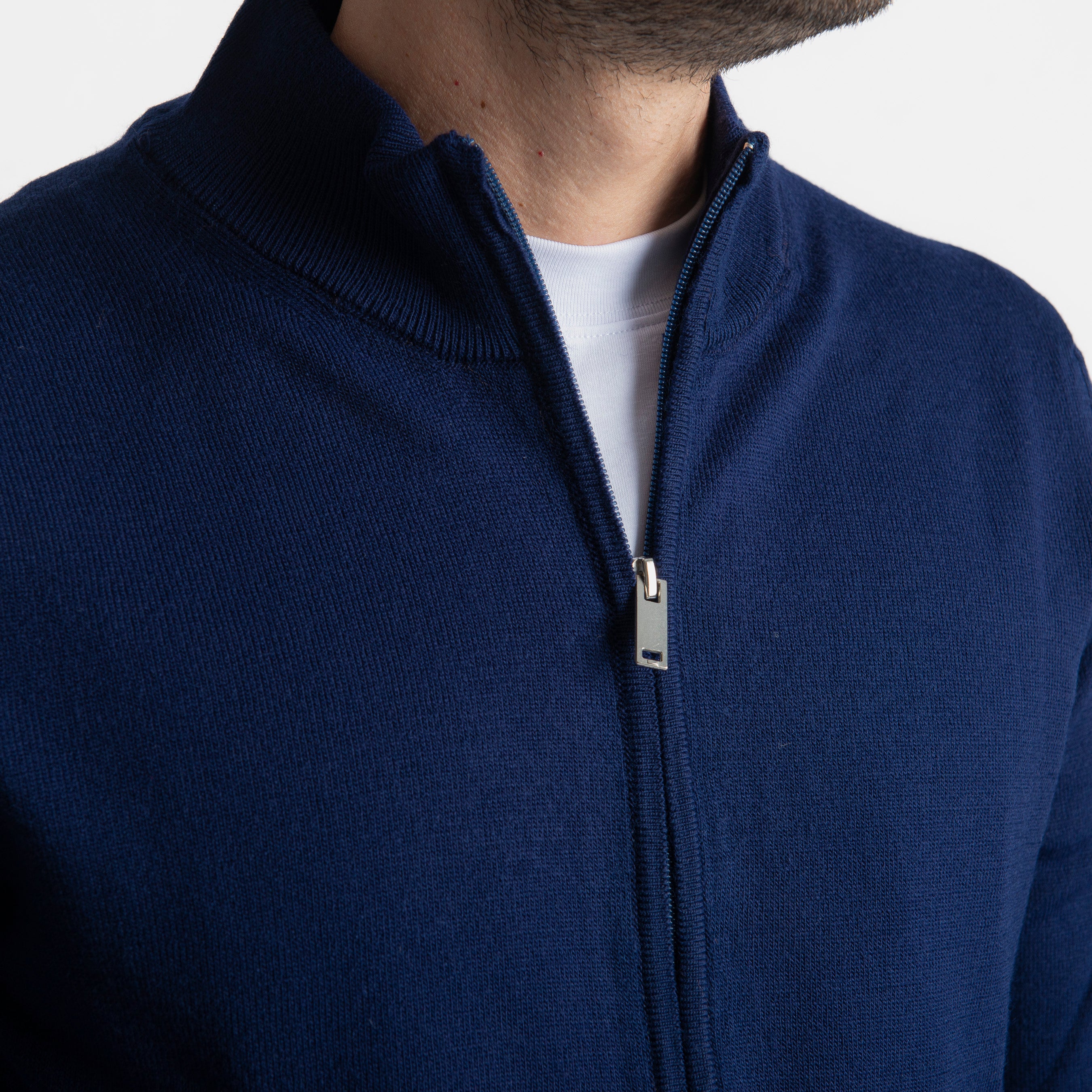 Maglioncino in Lana Full Zip Blu