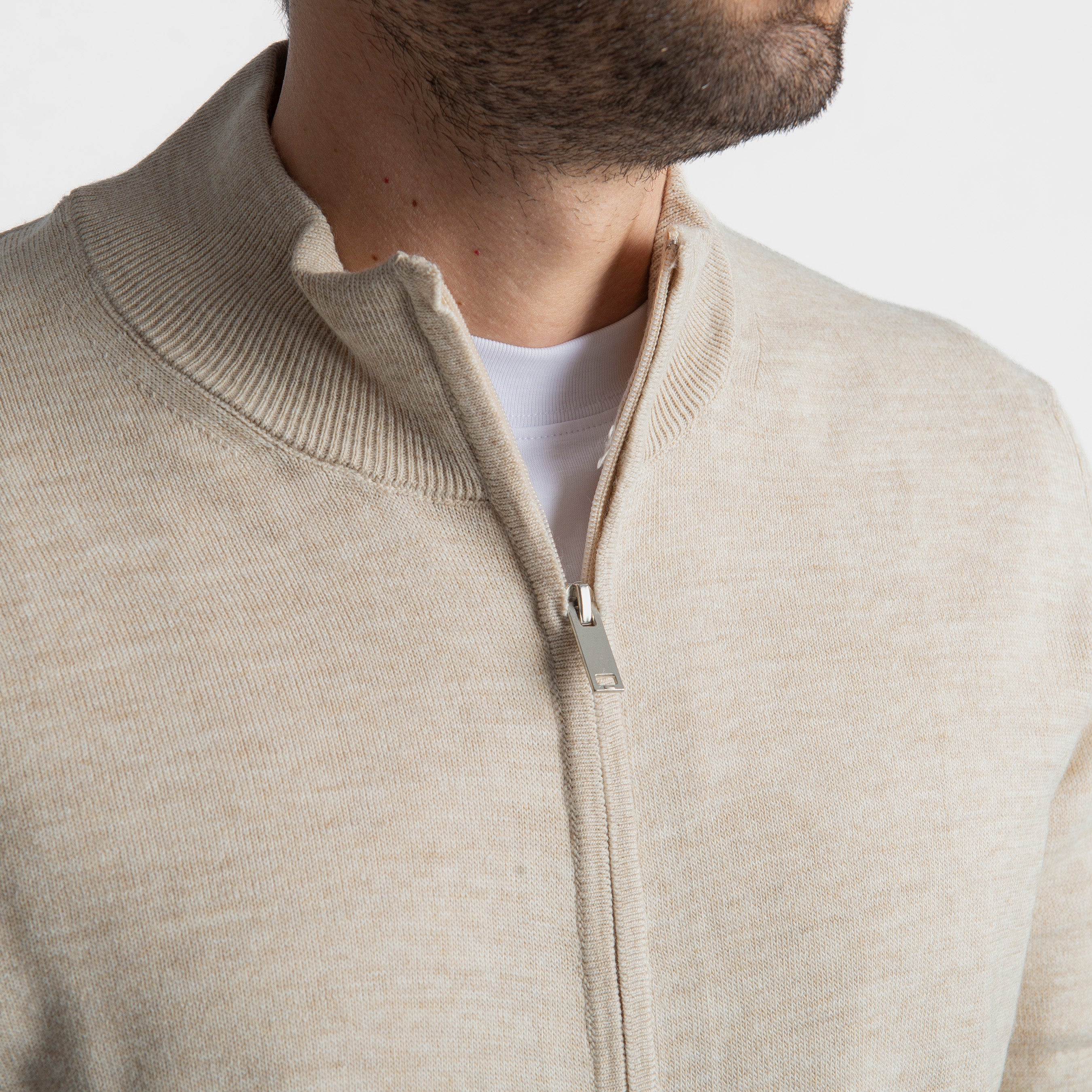 Maglioncino in Lana Full Zip Beige