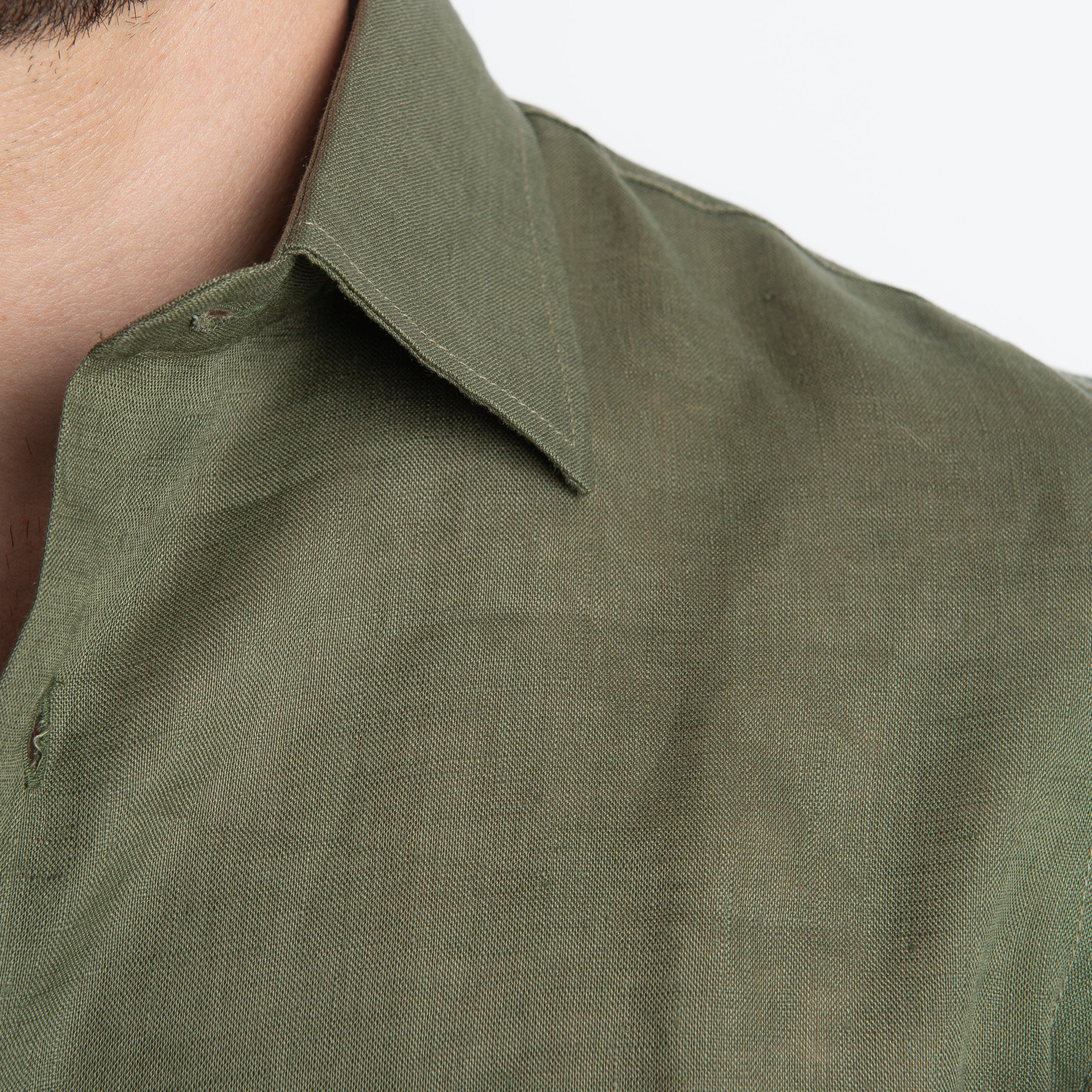 Camicia 100% Lino Irlandese Verde Militare