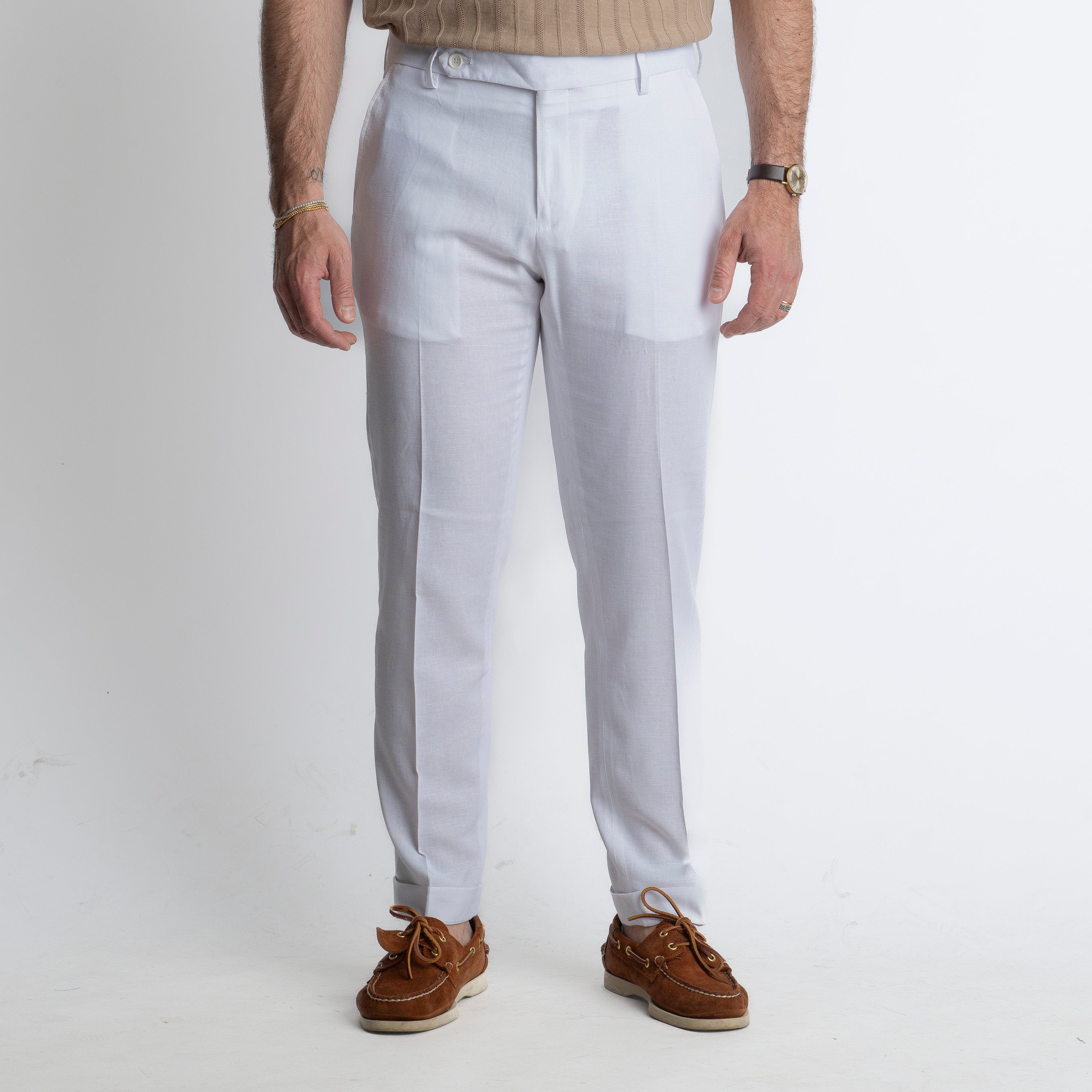 Pantalone in Lino TO8030 Bianco
