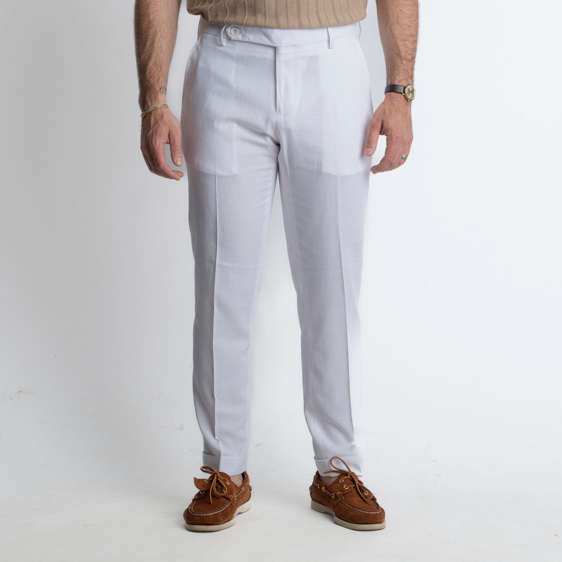 Pantalone in Lino TO8030 Bianco
