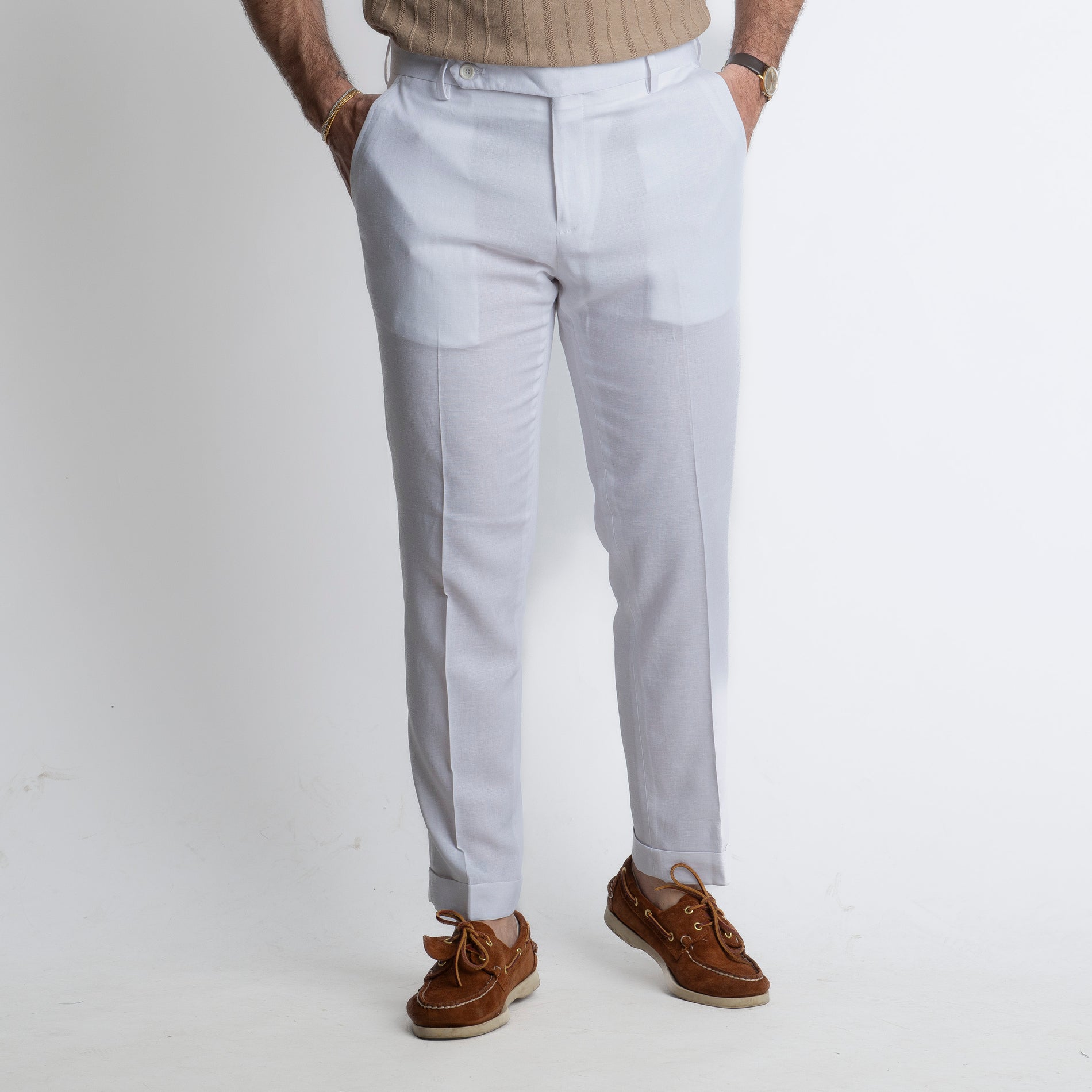 Pantalone in Lino TO8030 Bianco