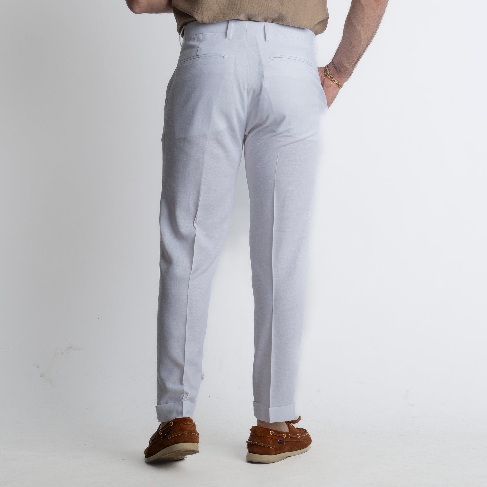 Pantalone in Lino TO8030 Bianco