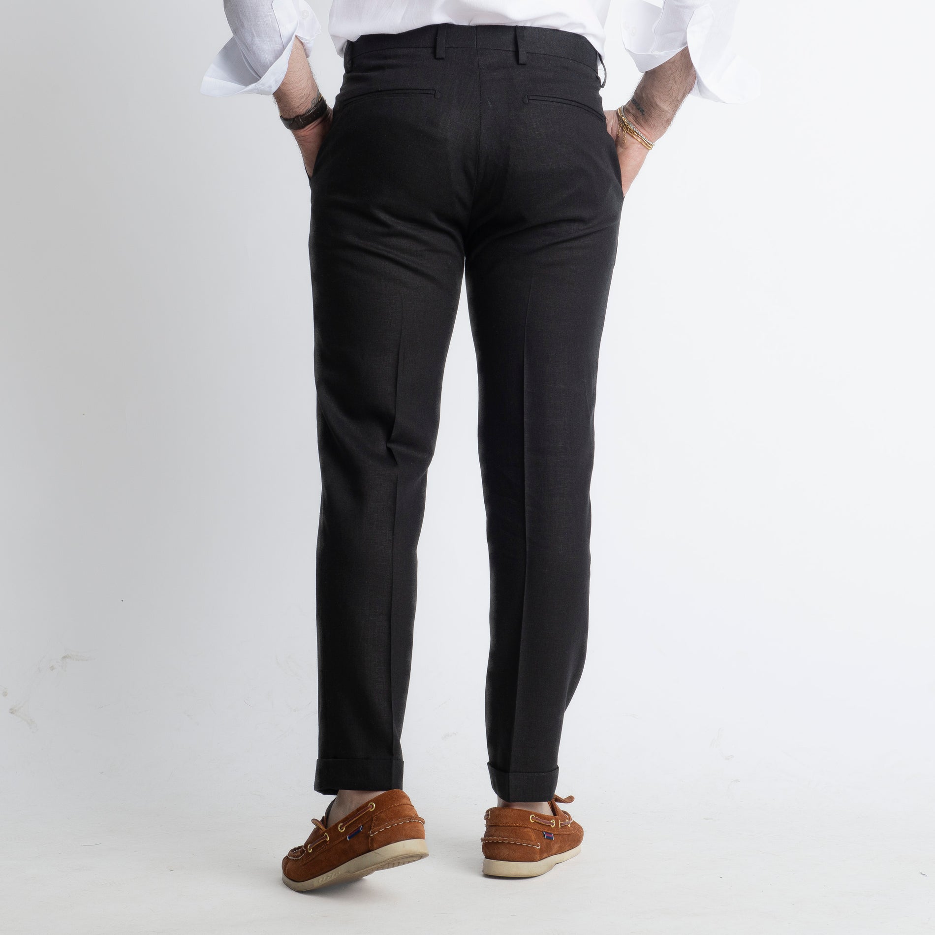 Pantalone in Lino TO8030 Nero