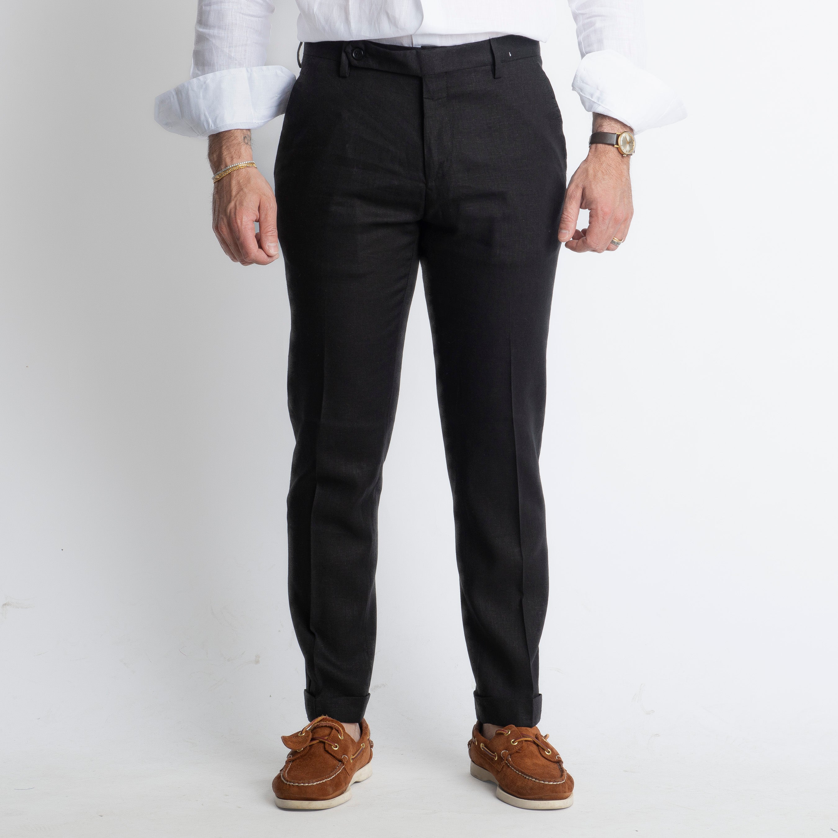 Pantalone in Lino TO8030 Nero