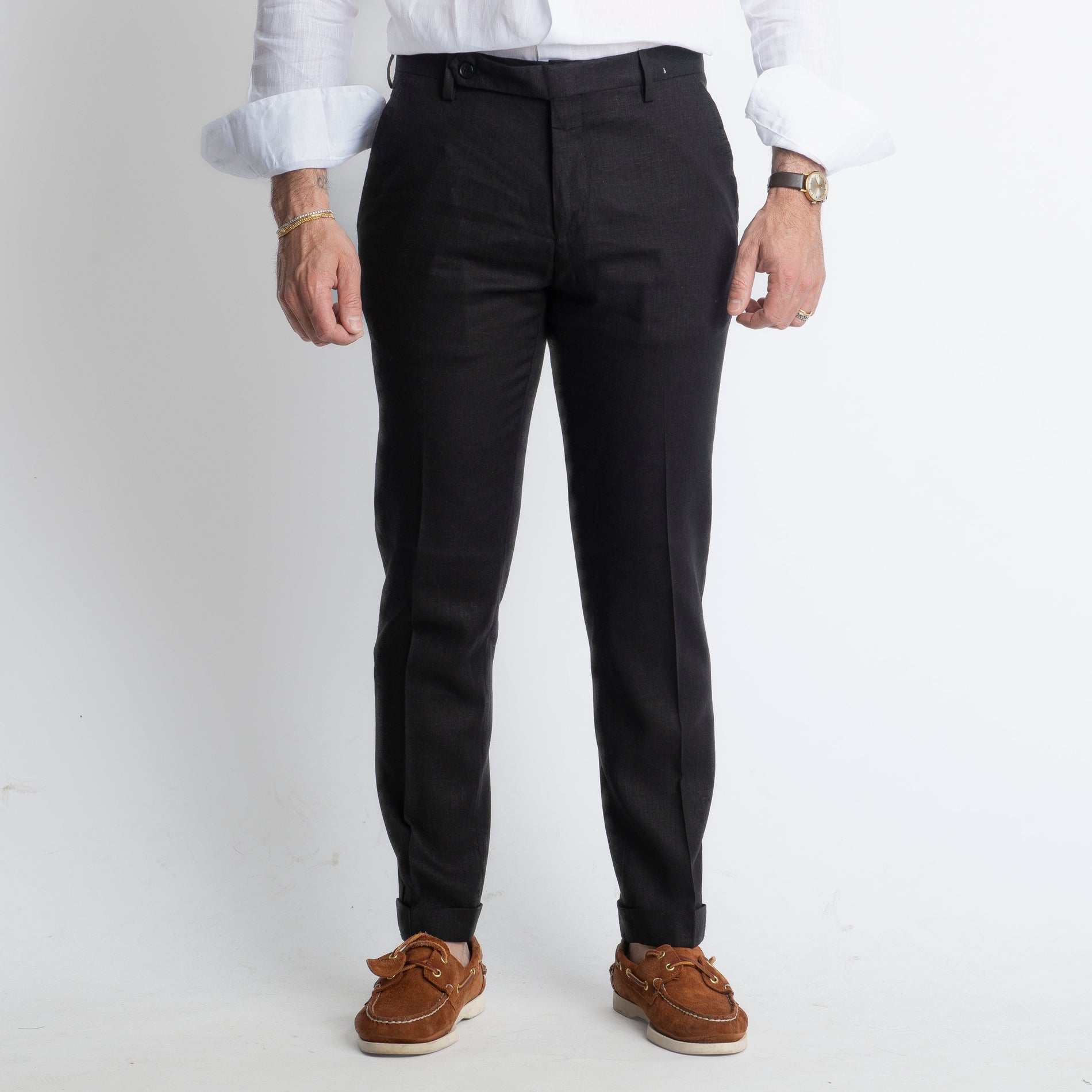 Pantalone in Lino TO8030 Nero