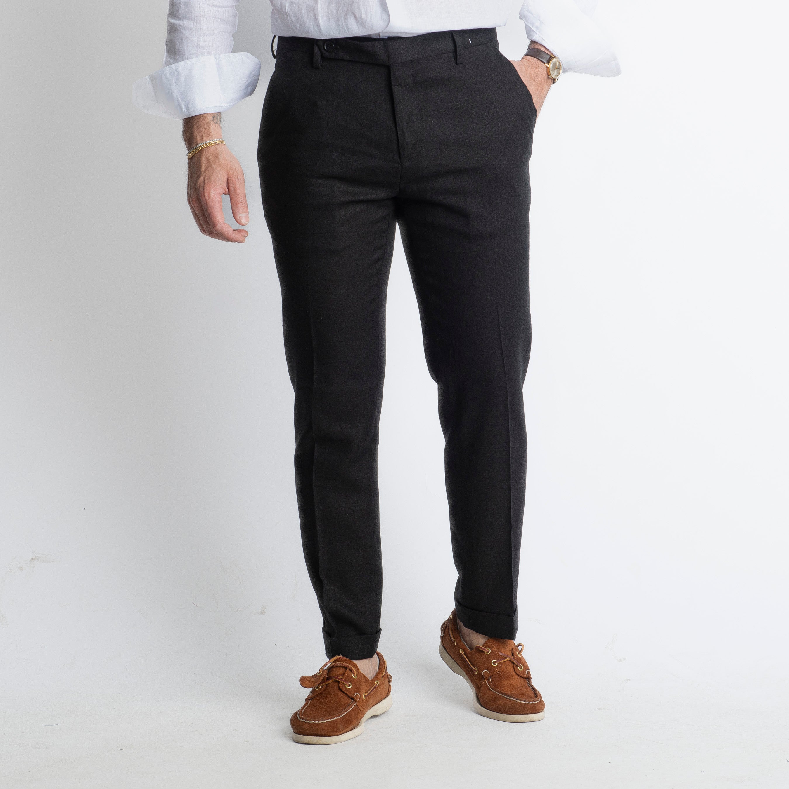 Pantalone in Lino TO8030 Nero