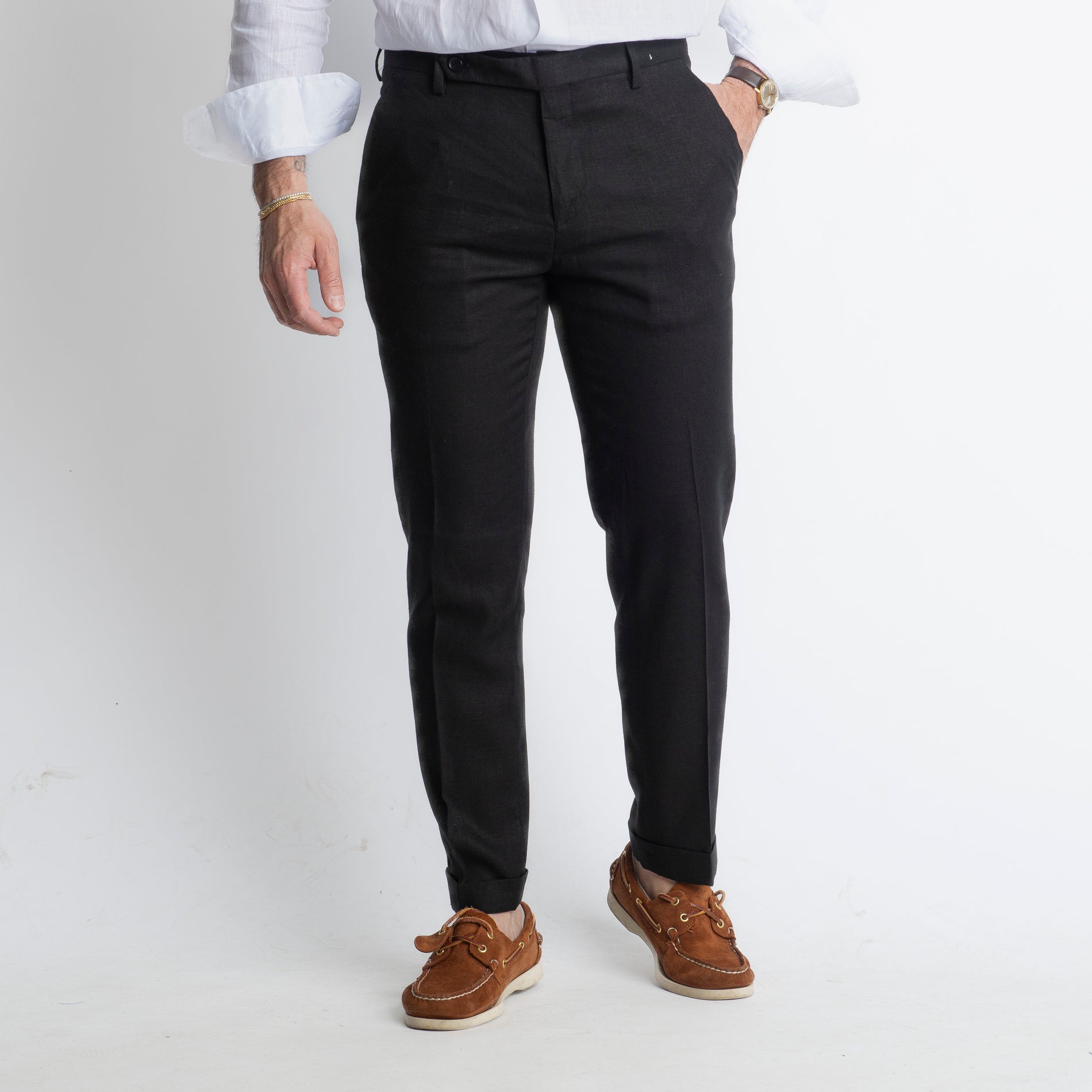 Pantalone in Lino TO8030 Nero