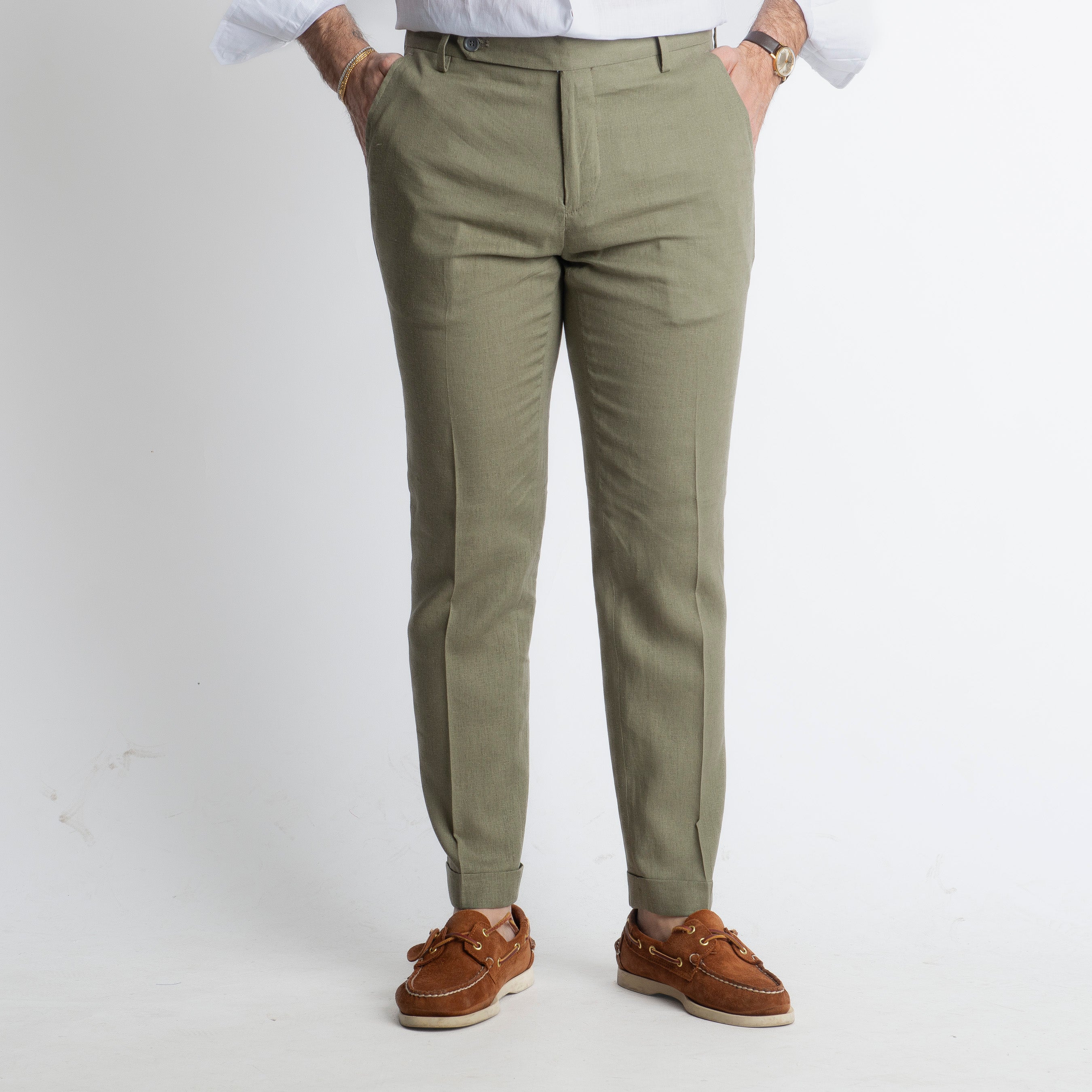 Pantalone in Lino TO8030 Verde